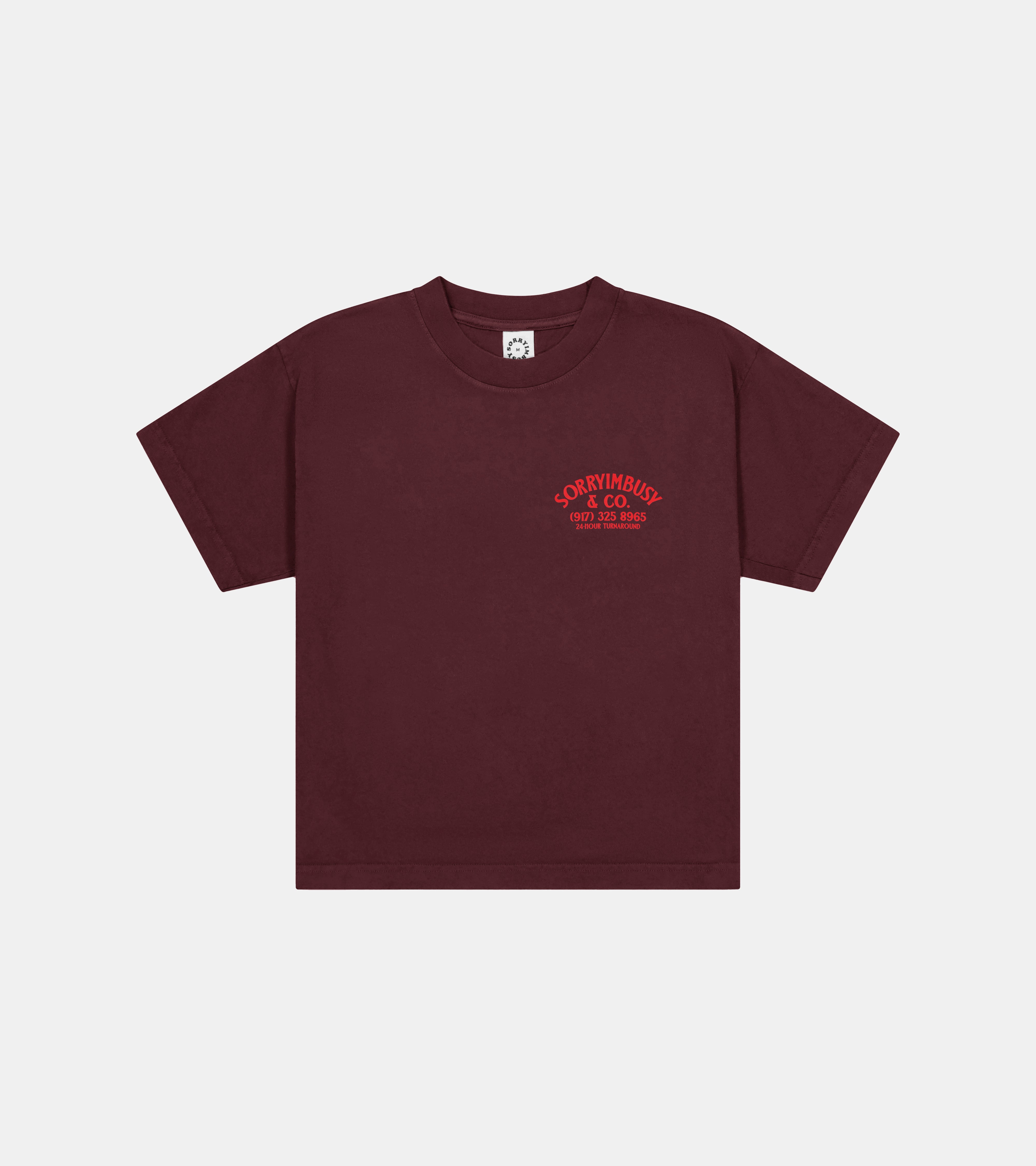 24-Hour Wide Crop T-Shirt - Burgundy