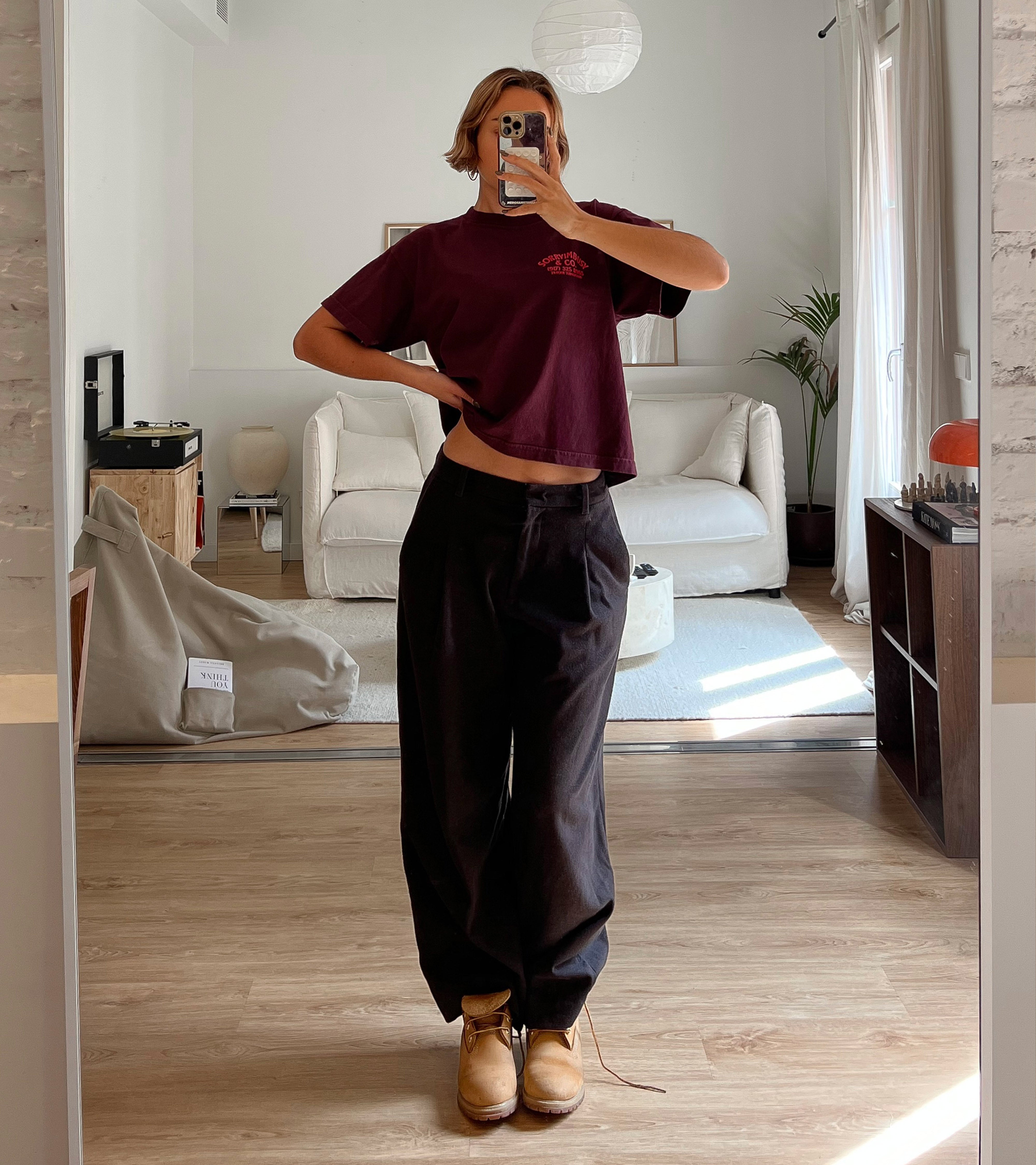 24-Hour Wide Crop T-Shirt - Burgundy