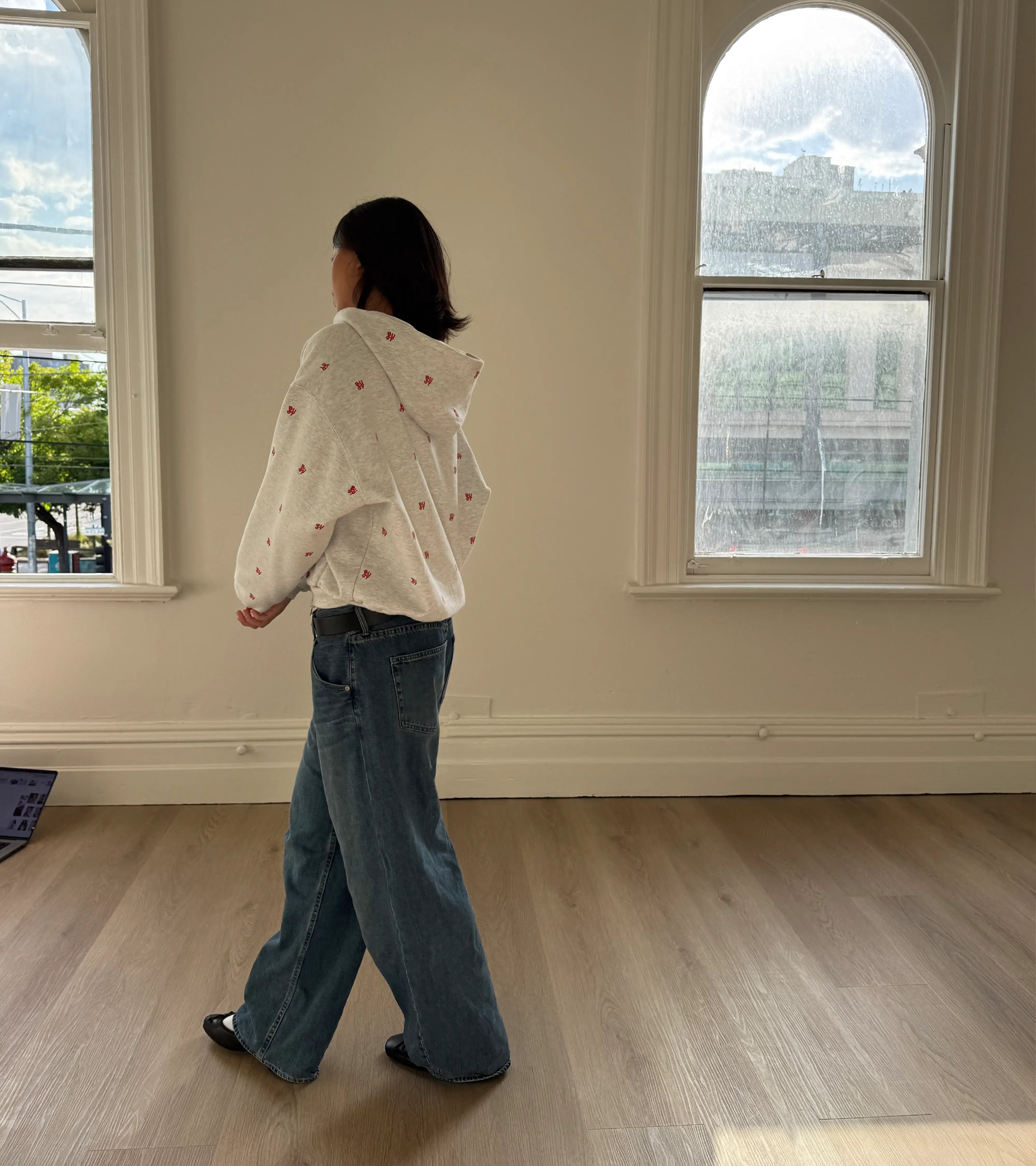 Spellout All Over Zip Hoodie - Ash Grey