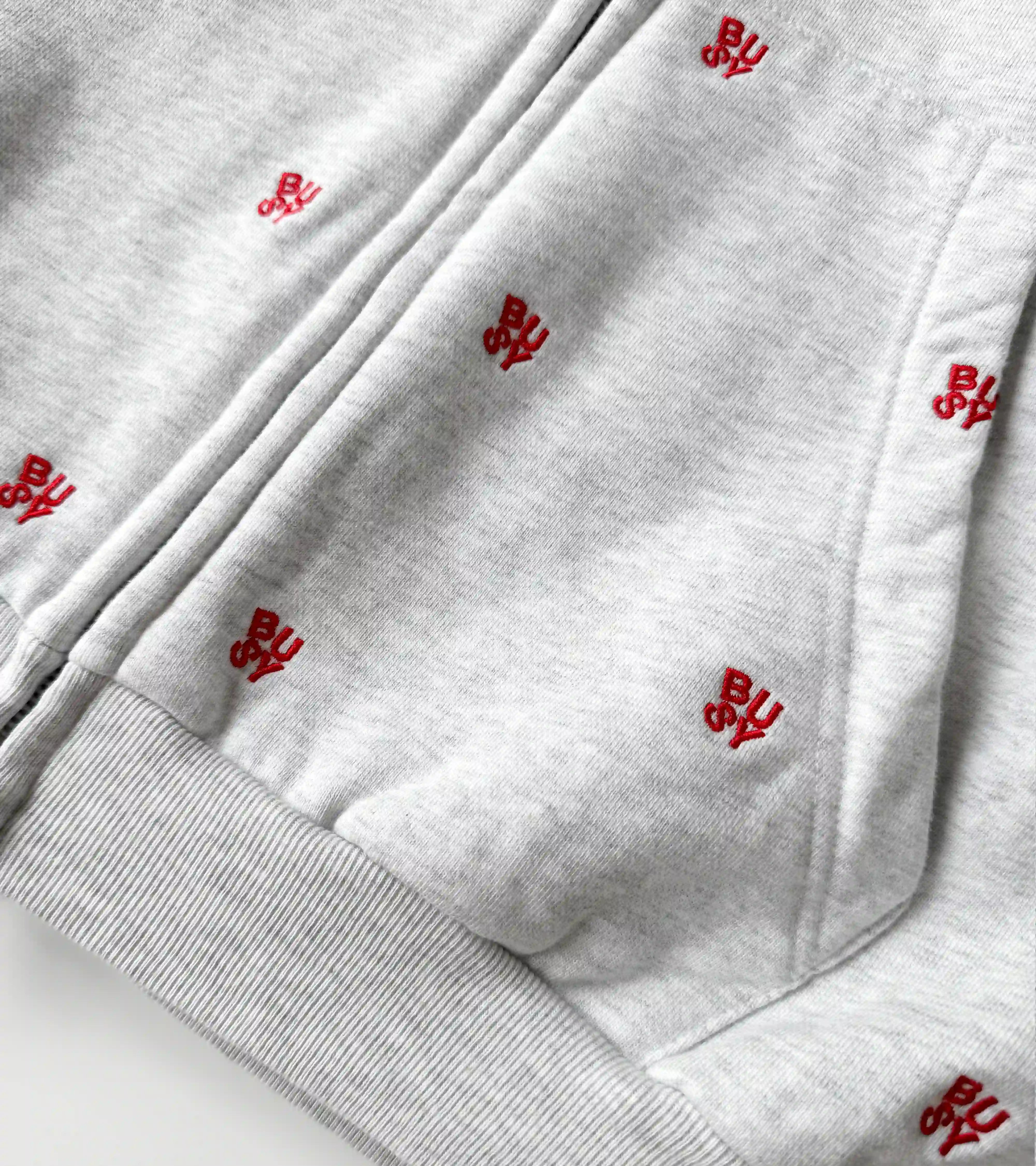 Spellout All Over Zip Hoodie - Ash Grey