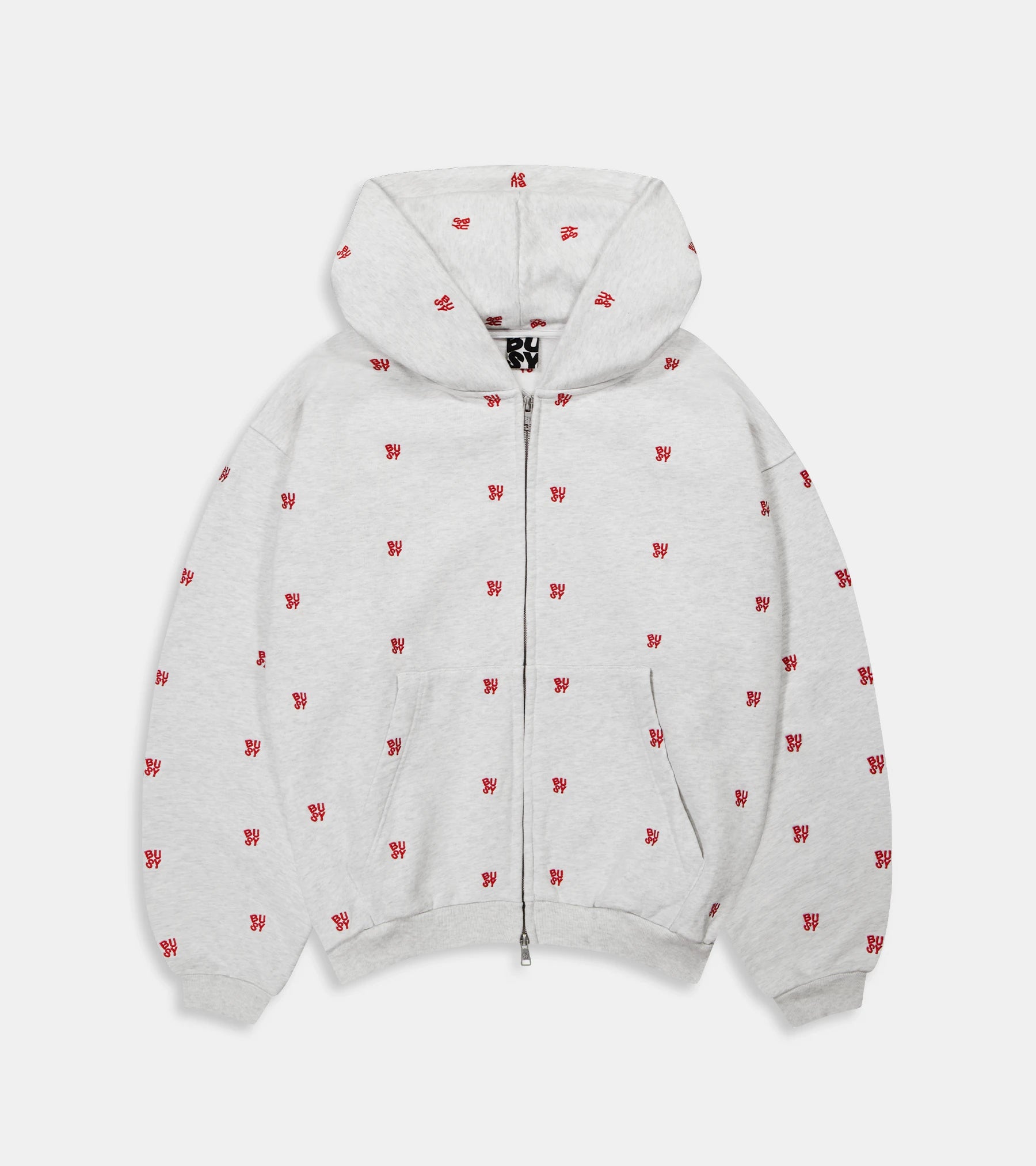 Spellout All Over Zip Hoodie - Ash Grey