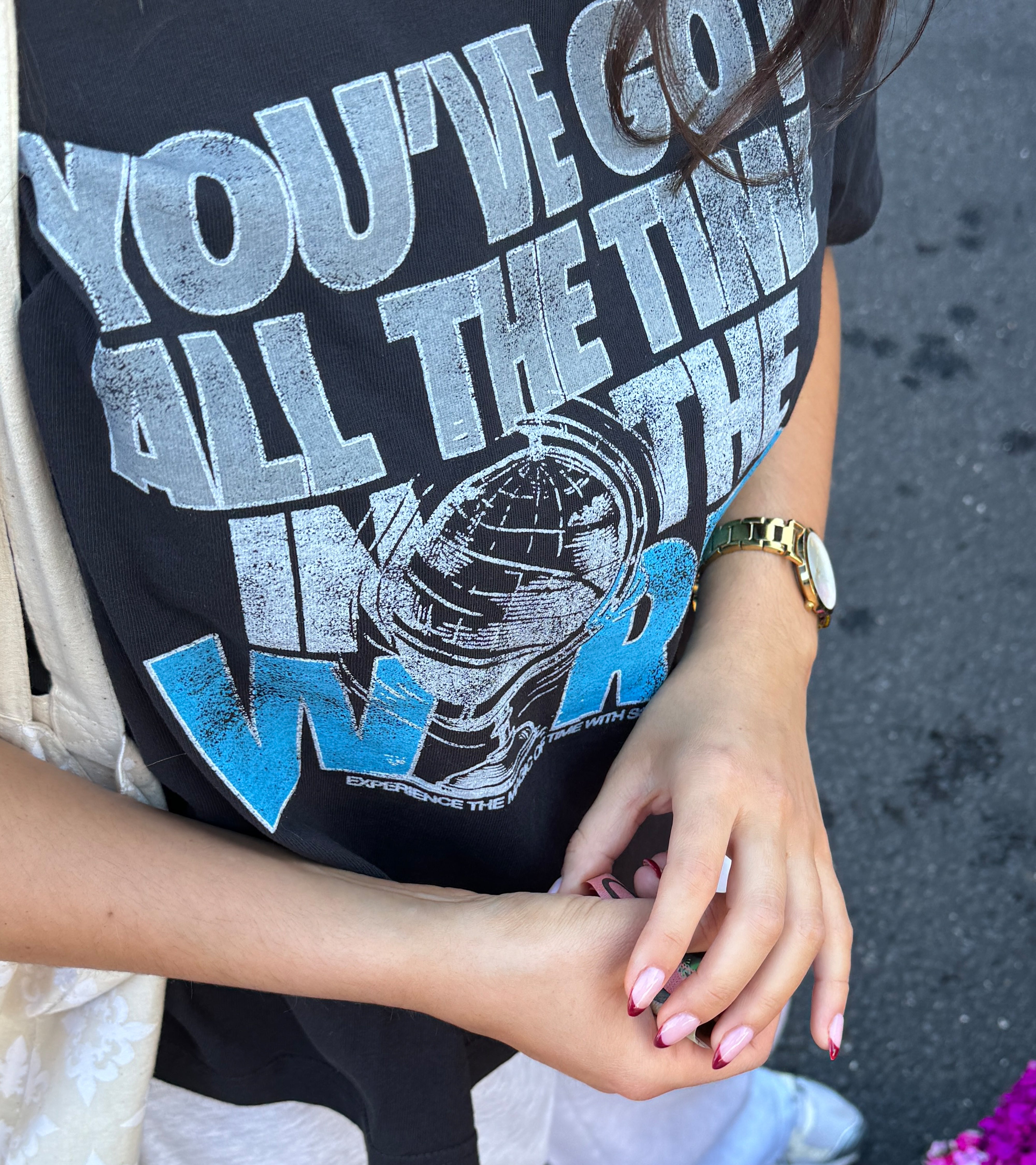 Magic Of Time Wide Crop T-Shirt - Off Black