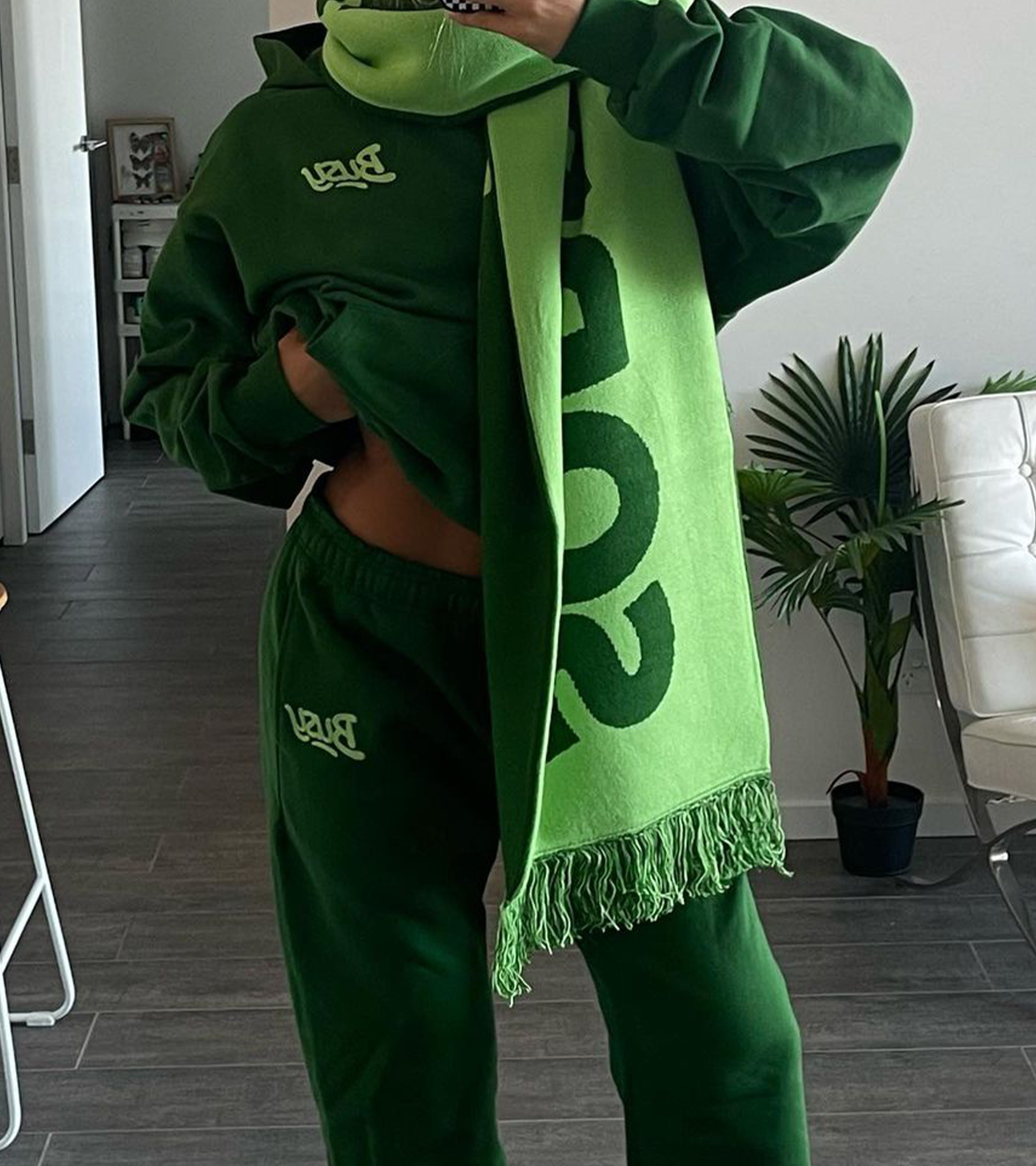 Chain Stitch Logo Sweatpants - Green