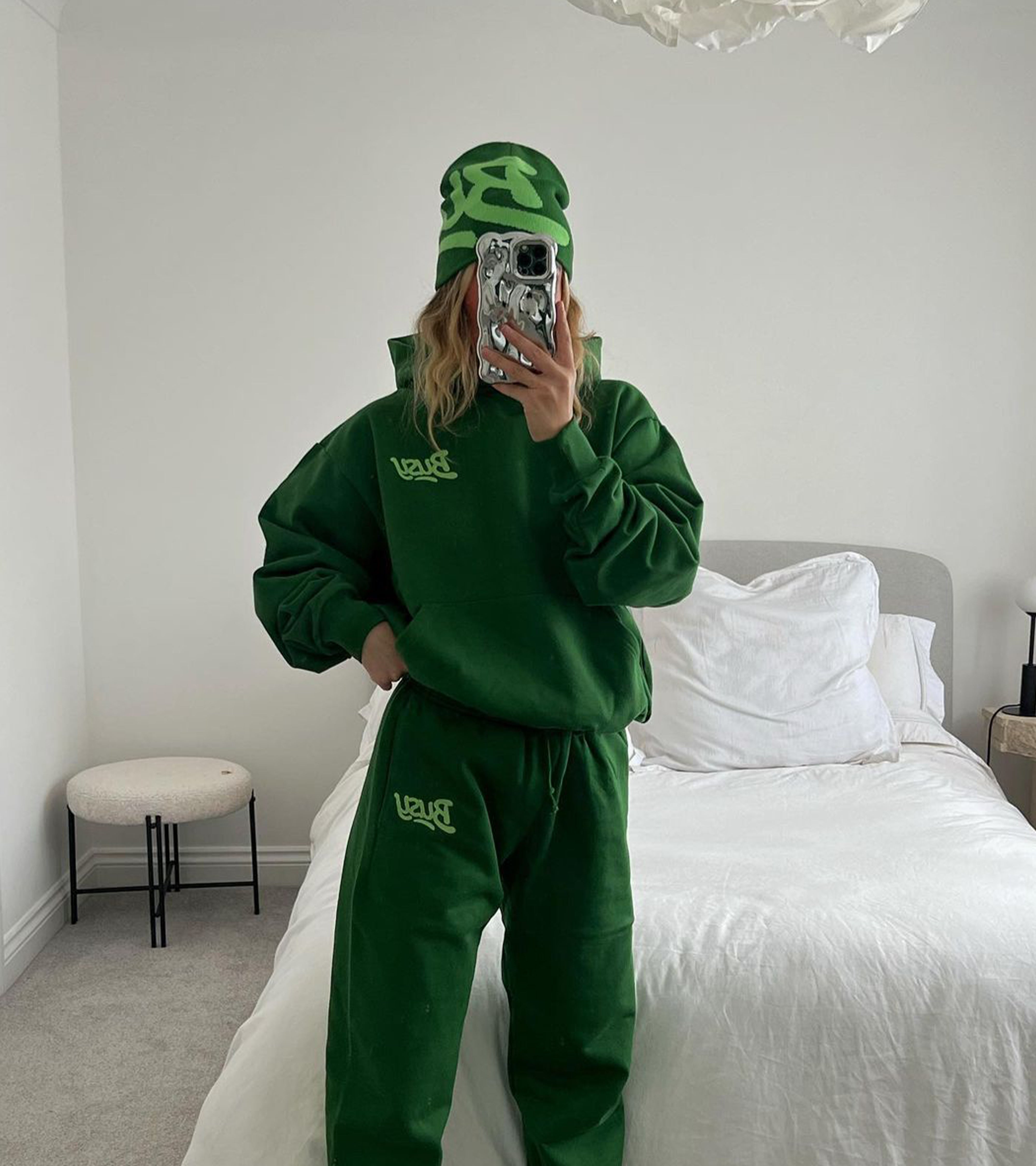 Chain Stitch Logo Sweatpants - Green