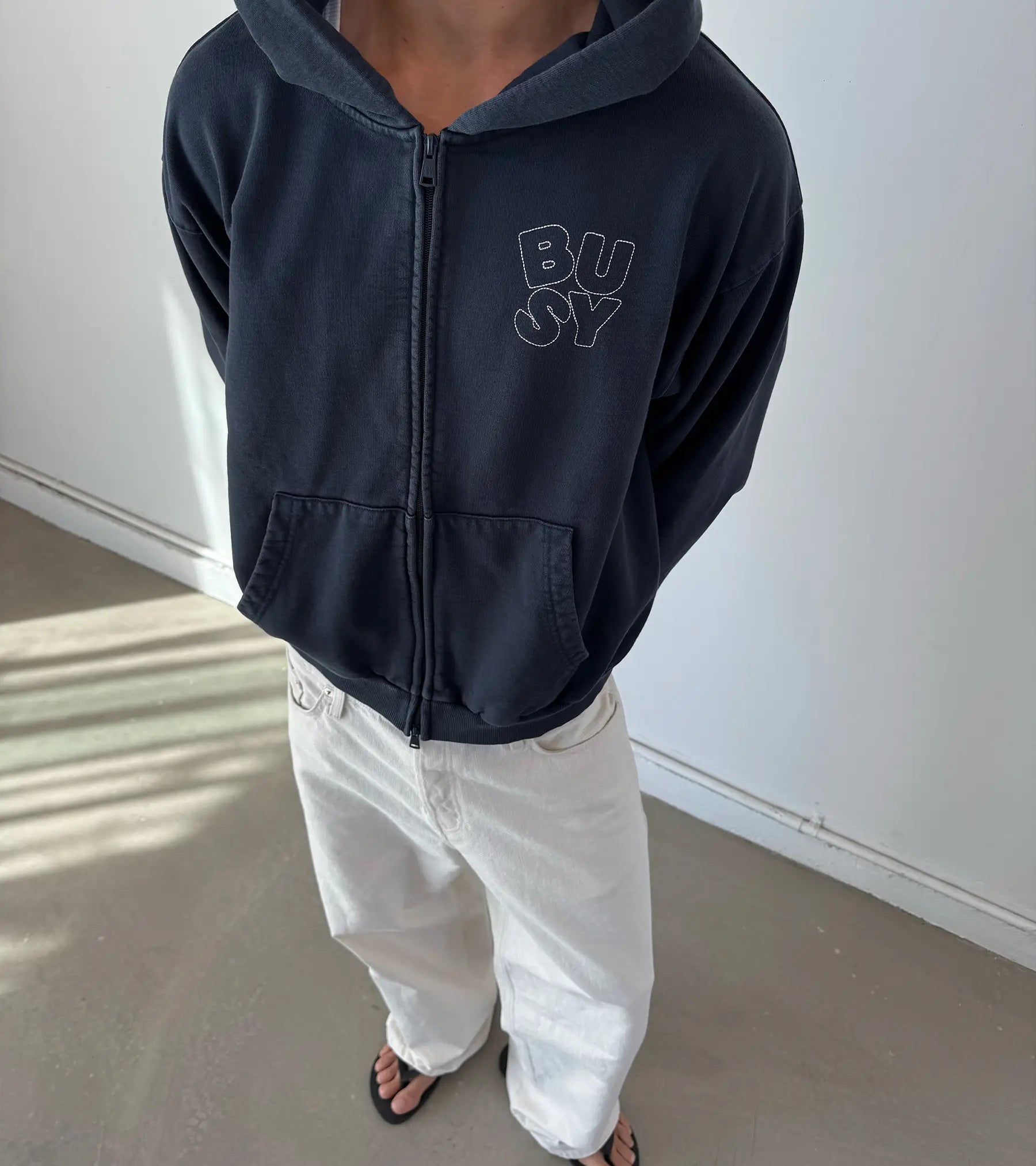 Heritage Zip Hoodie - Washed Navy