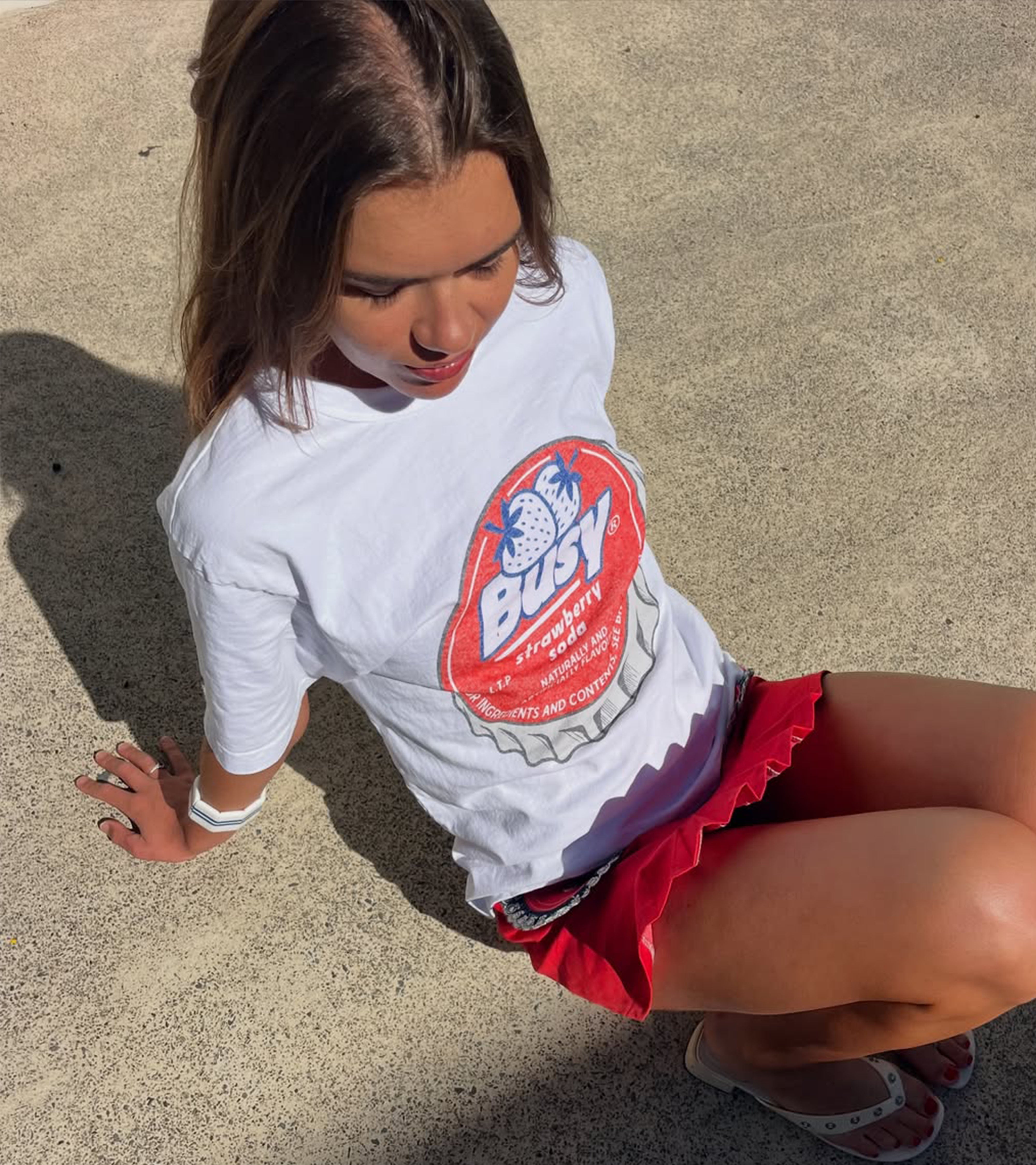 Strawberry Soda Slub T-Shirt - White