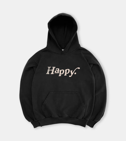 Upcycled Happy Hoodie - Vintage Black