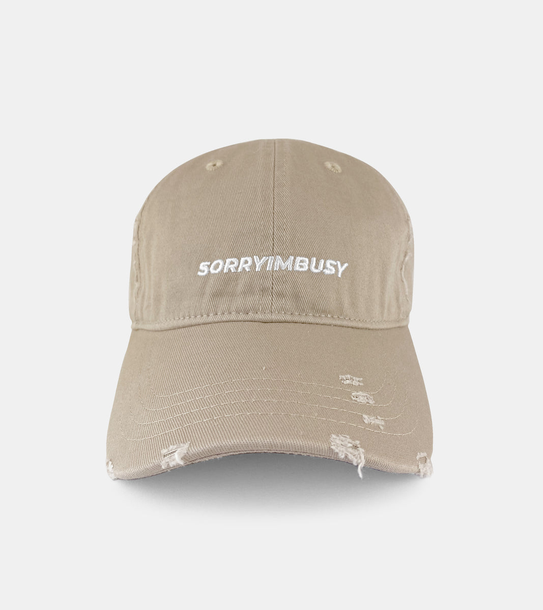 Distressed Logo Cap - Beige