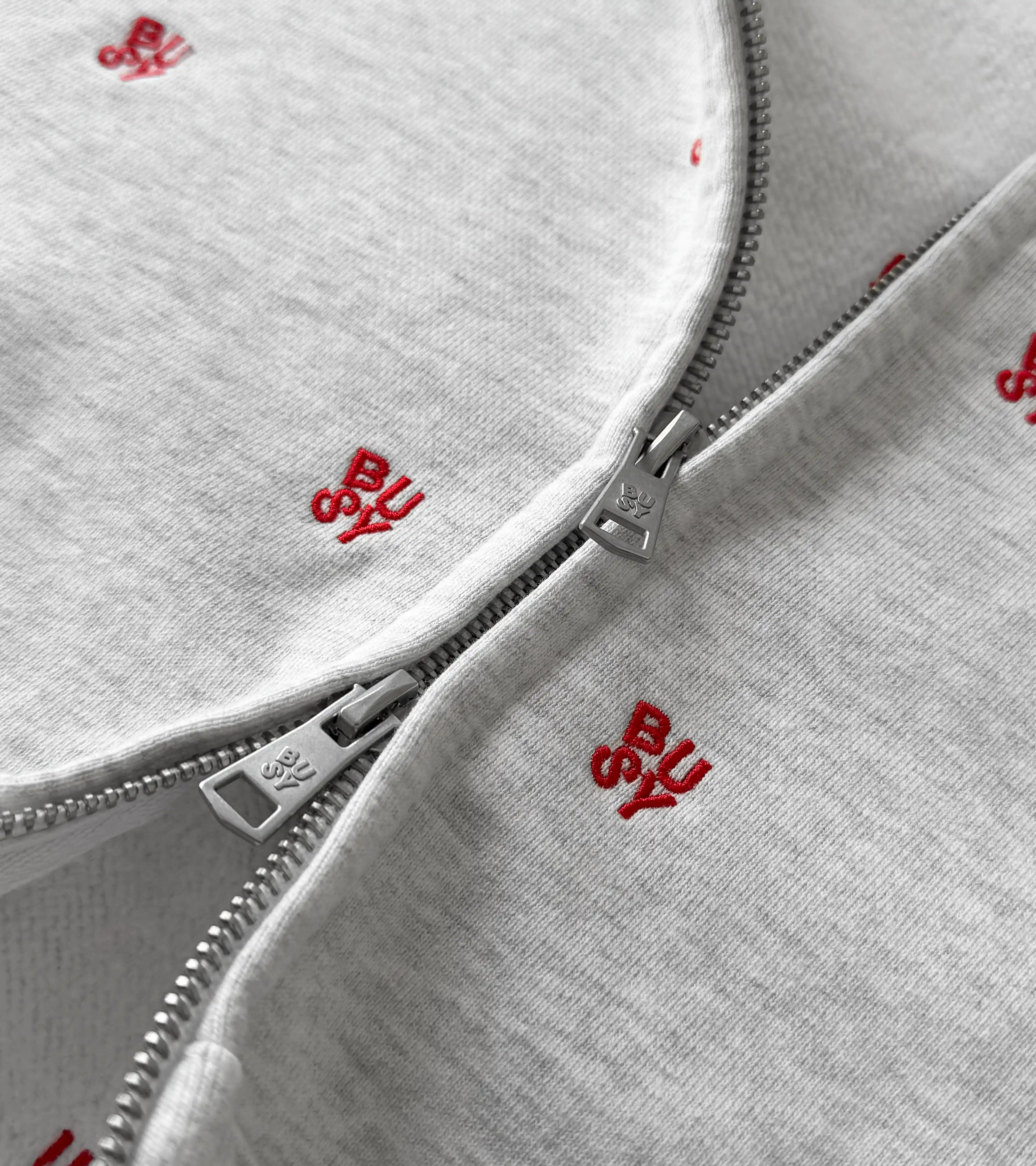 Spellout All Over Zip Hoodie - Ash Grey
