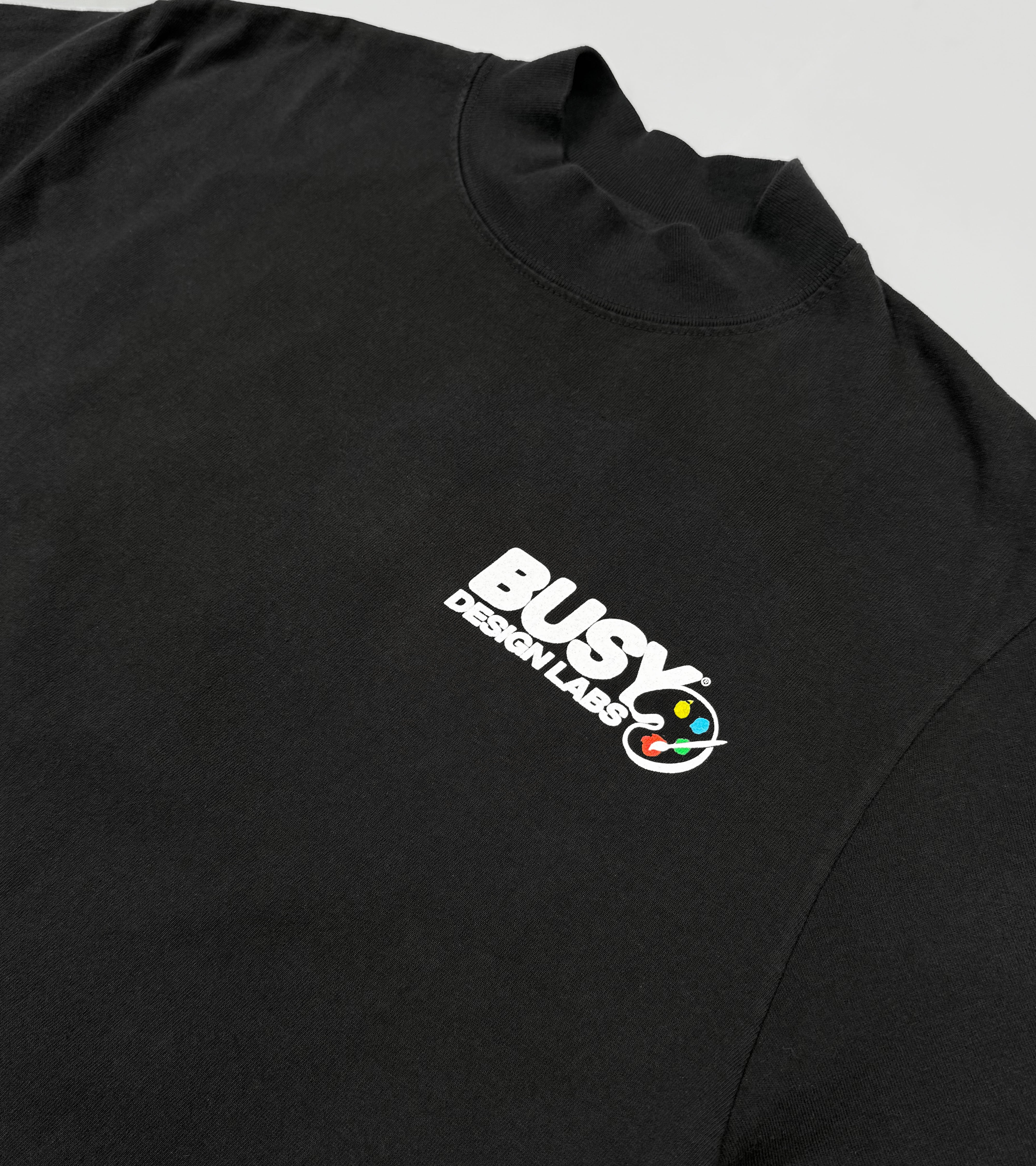 Busy Design Labs Mock Neck T-Shirt - Off Black