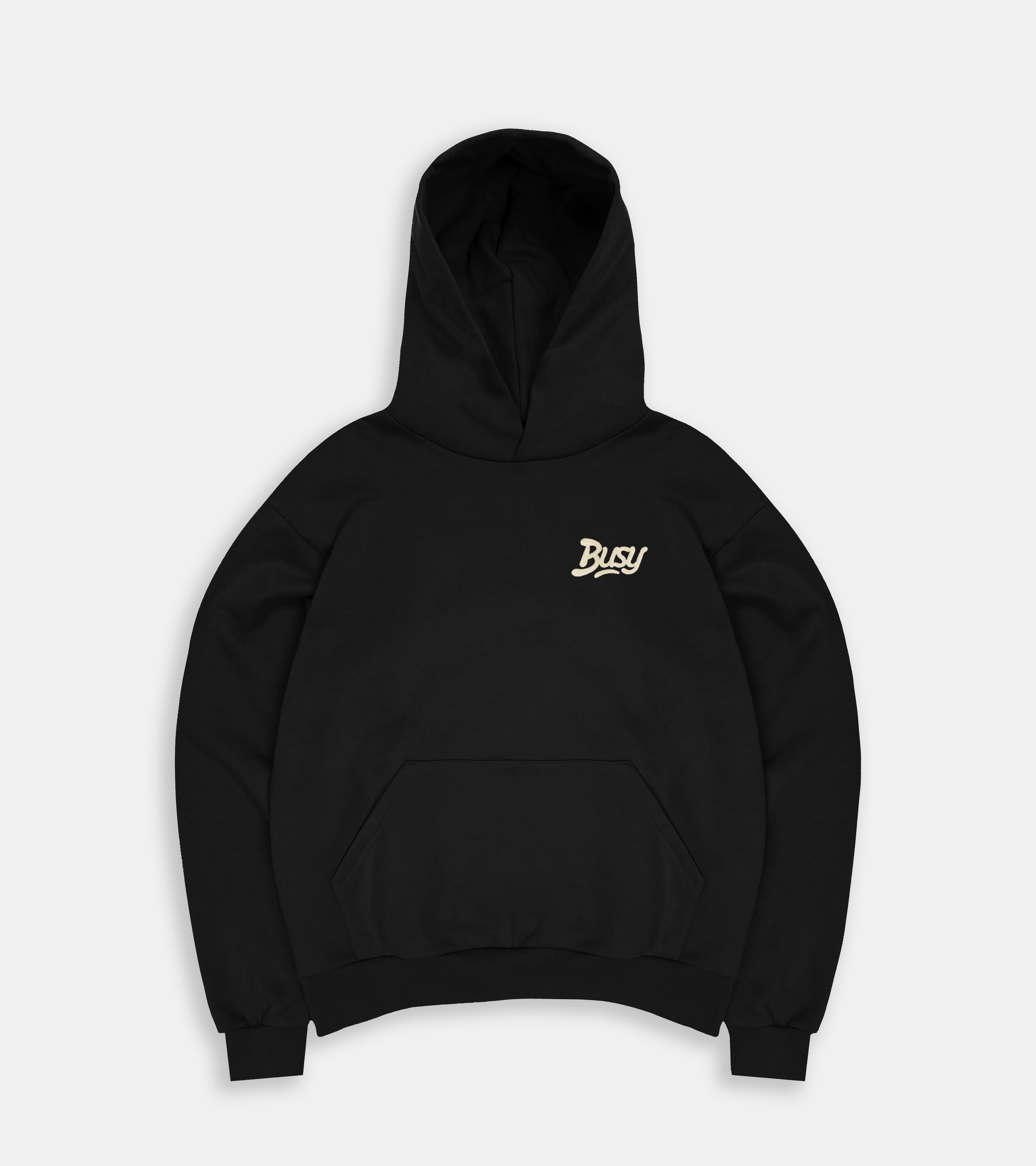 Chain Stitch Logo Hoodie - Black