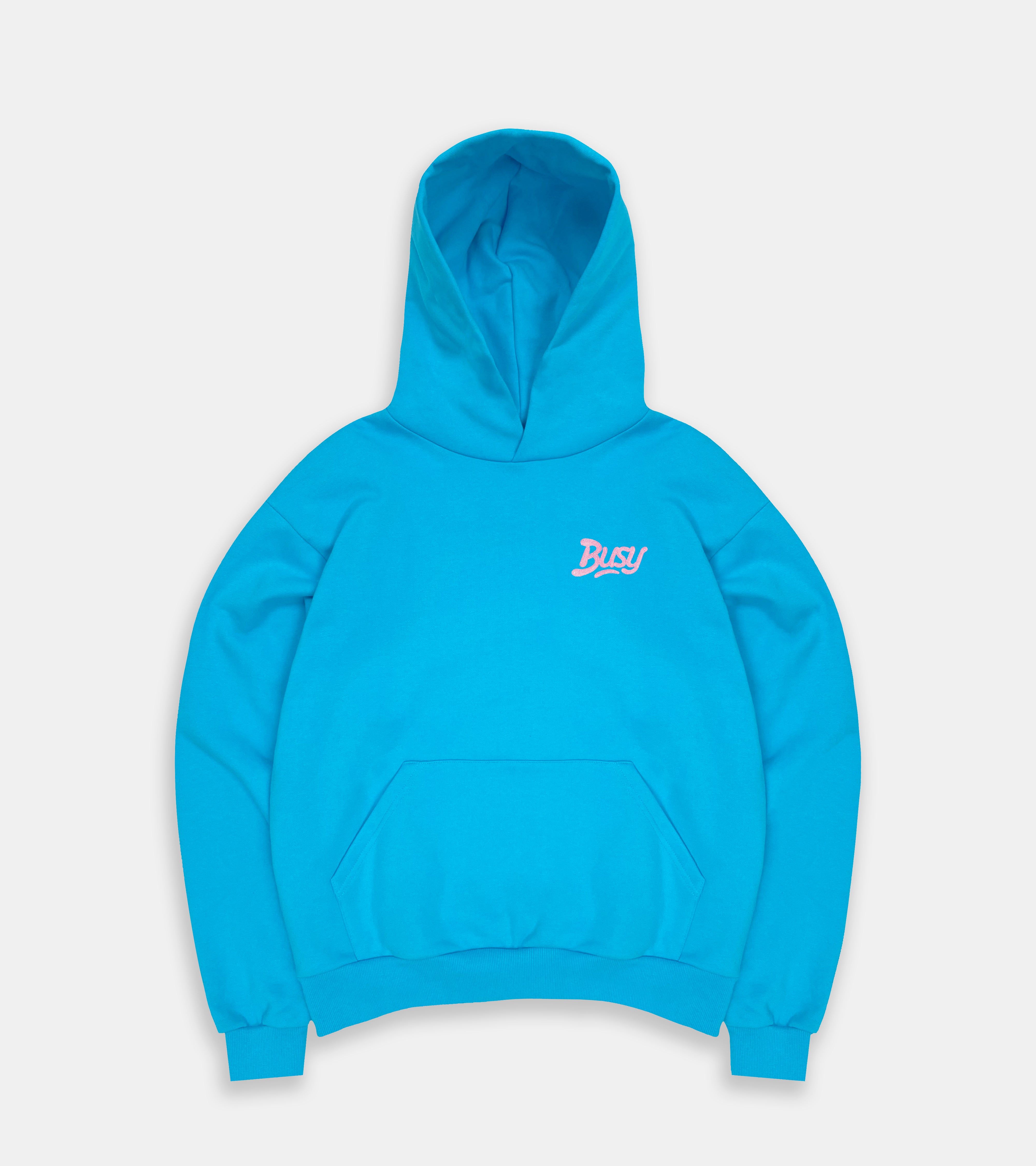 Chain Stitch Logo Hoodie - Blue