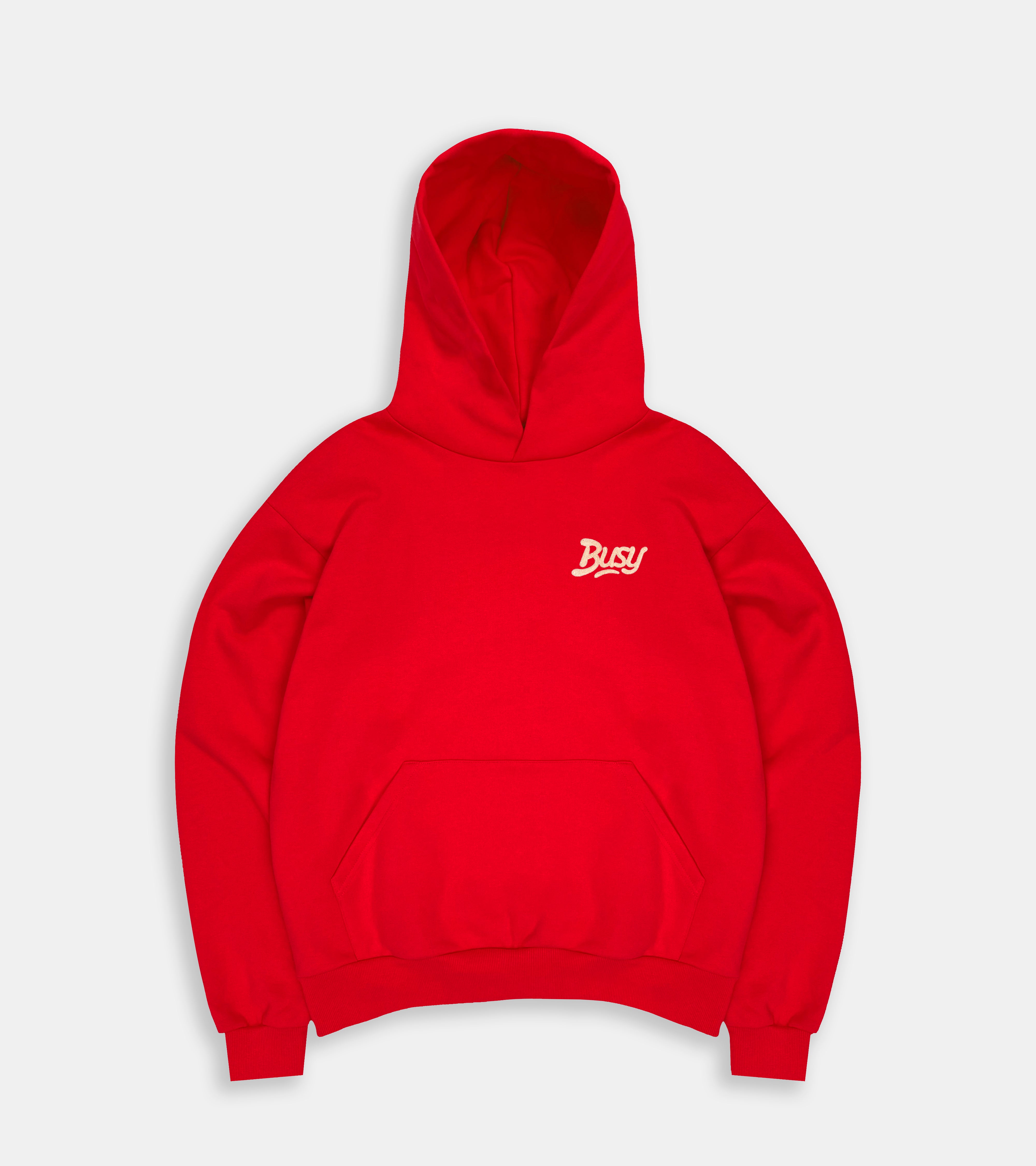 Chain Stitch Logo Hoodie - Red