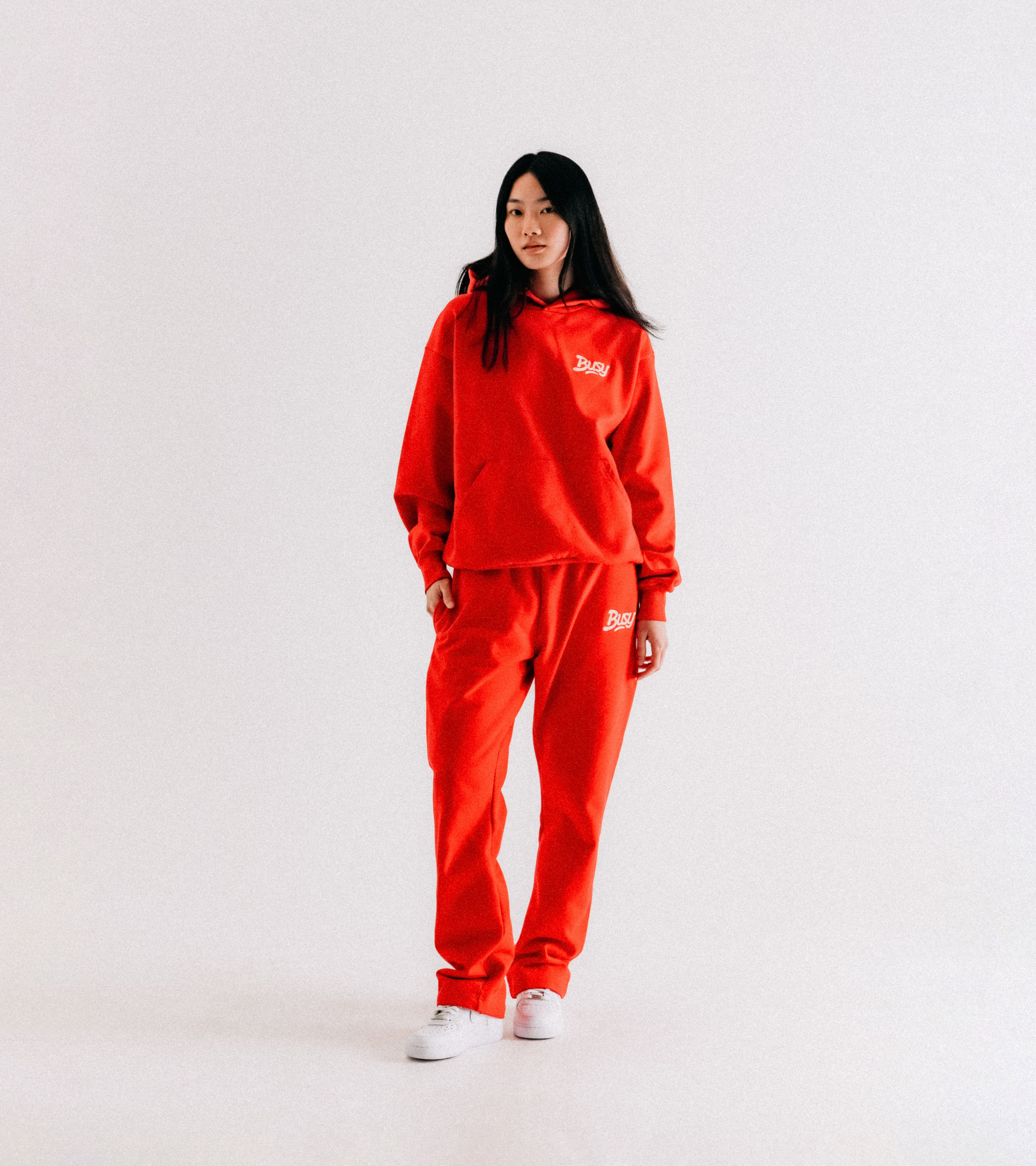 Chain Stitch Logo Hoodie - Red