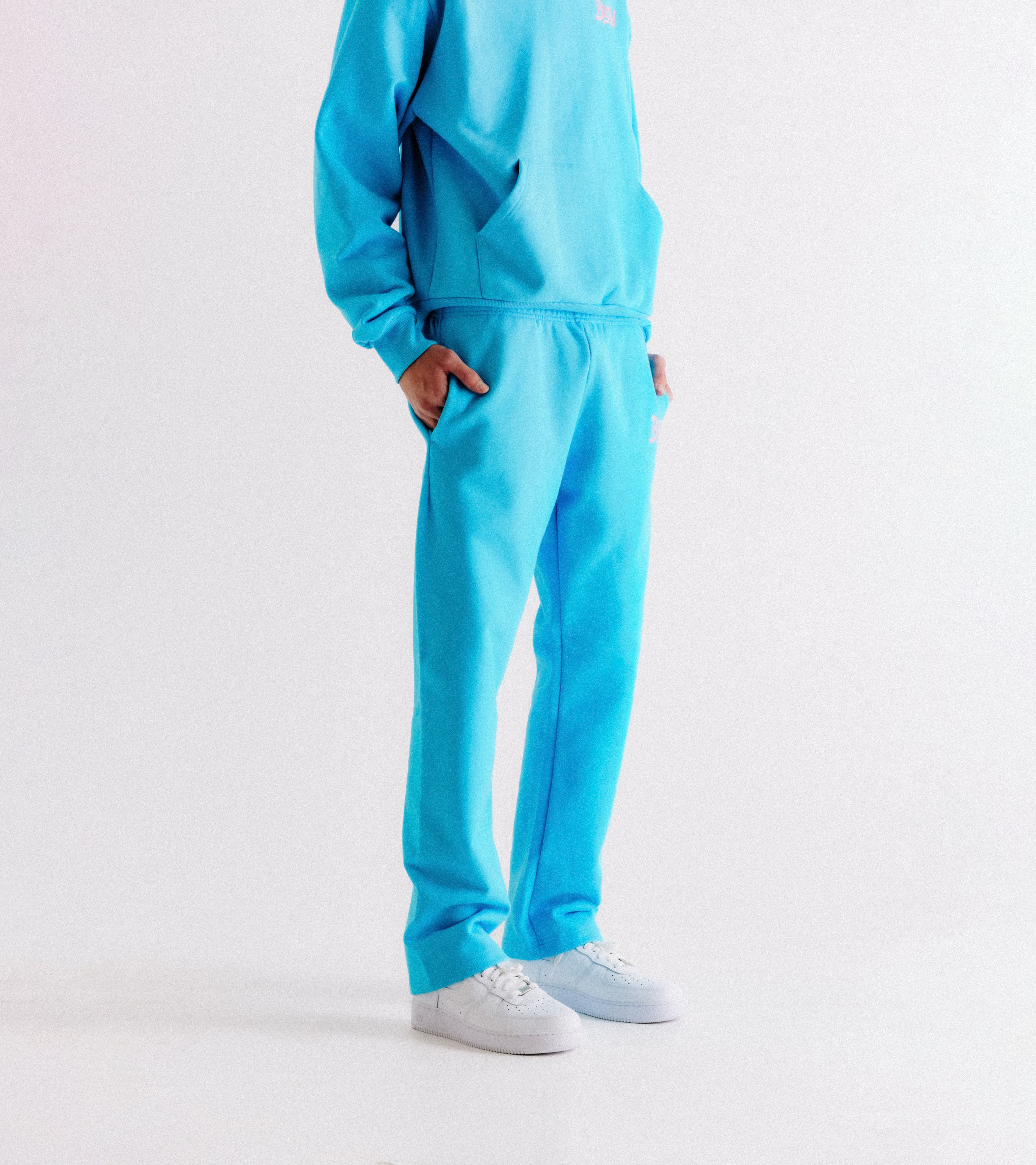 Chain Stitch Logo Sweatpants - Blue