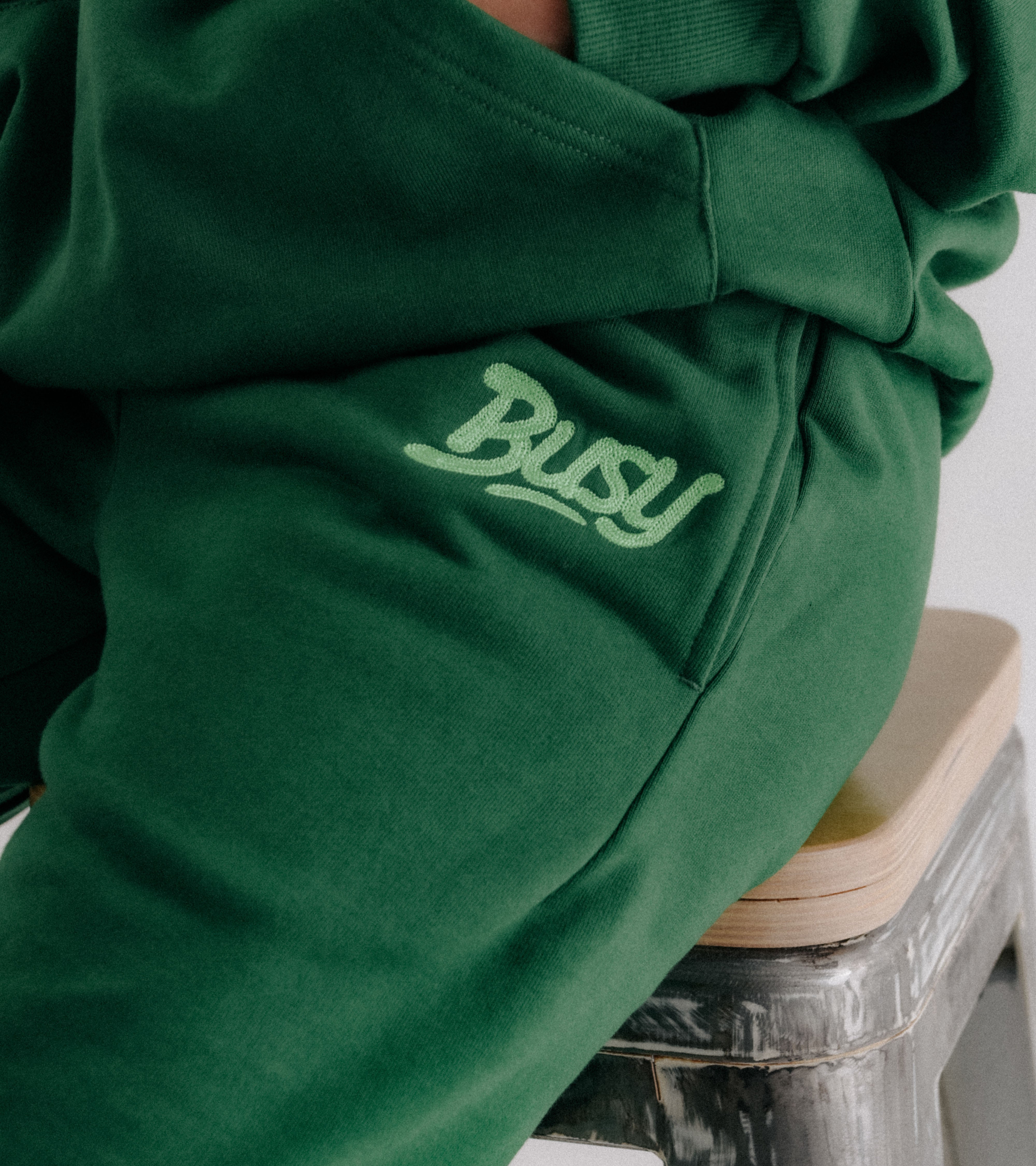 Chain Stitch Logo Sweatpants - Green