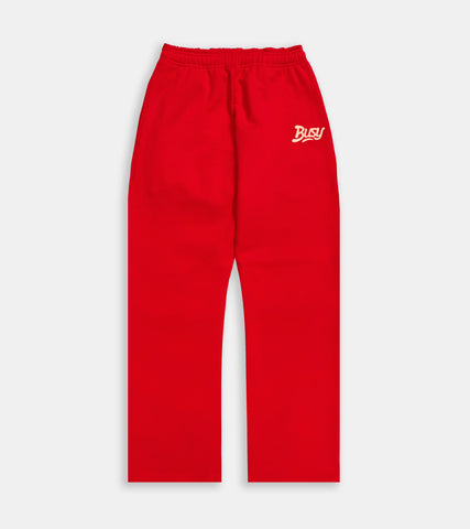 Chain Stitch Logo Sweatpants - Red