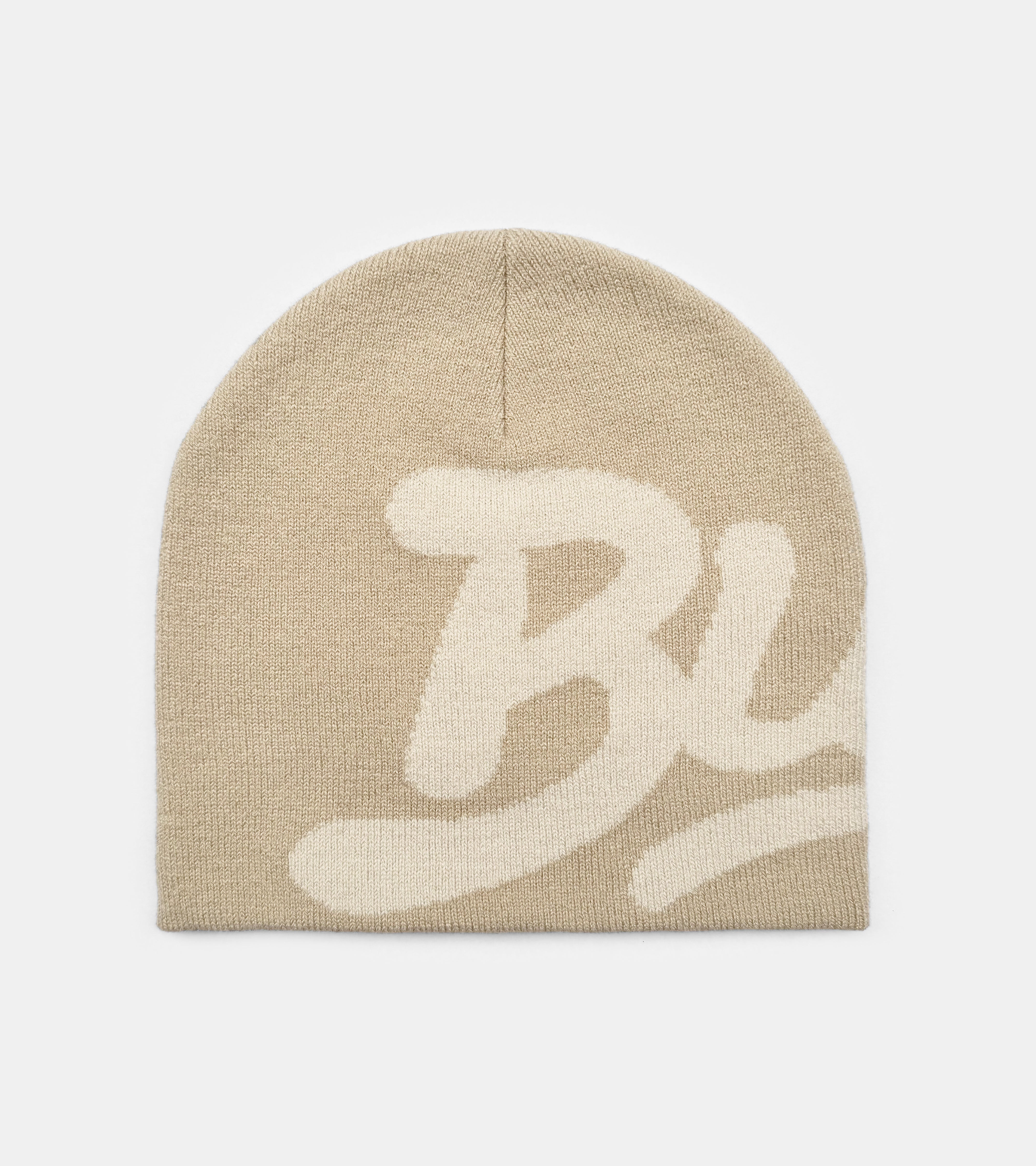 Chain Stitch Logo Beanie - Beige/Cream