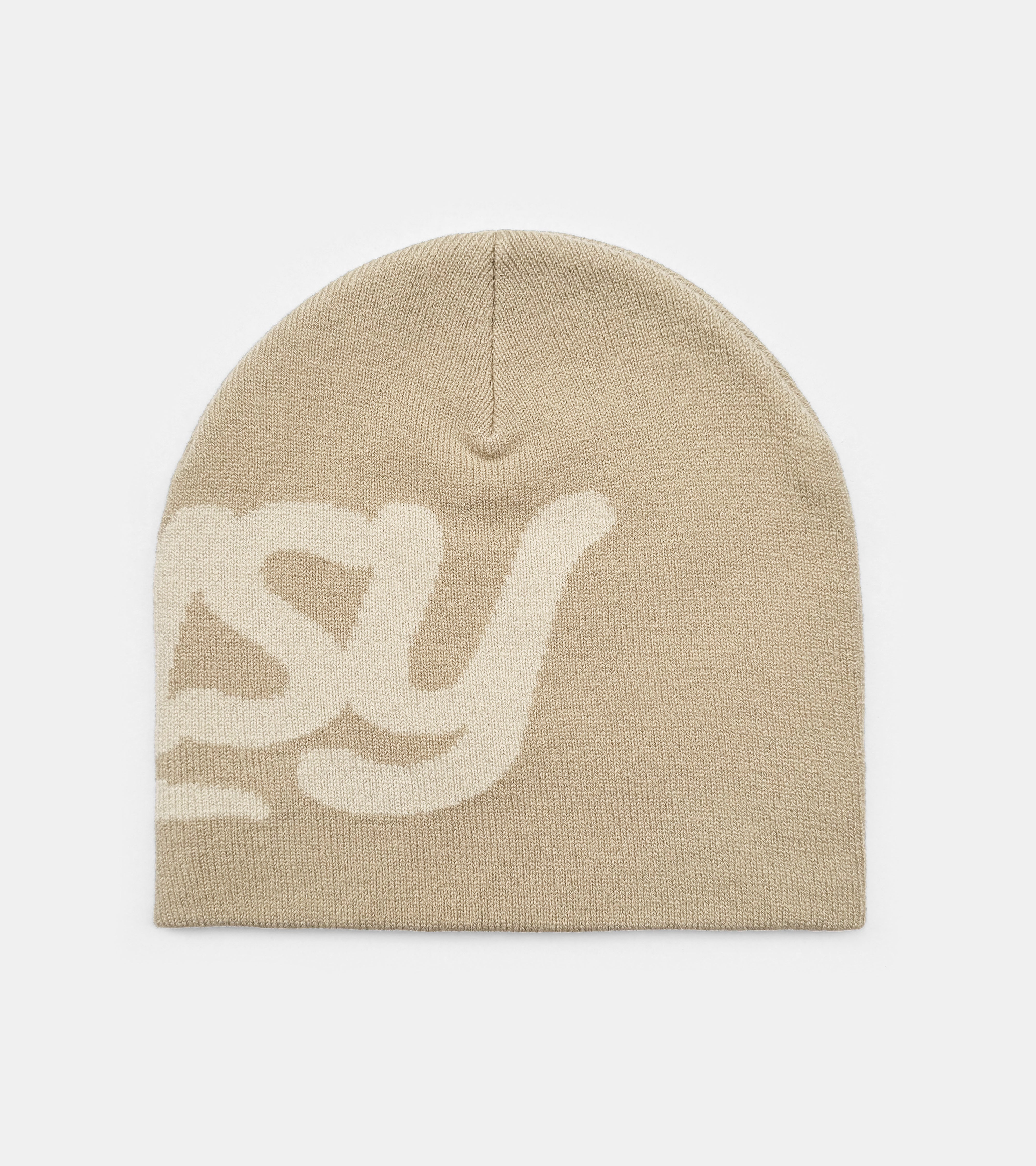 Chain Stitch Logo Beanie - Beige/Cream