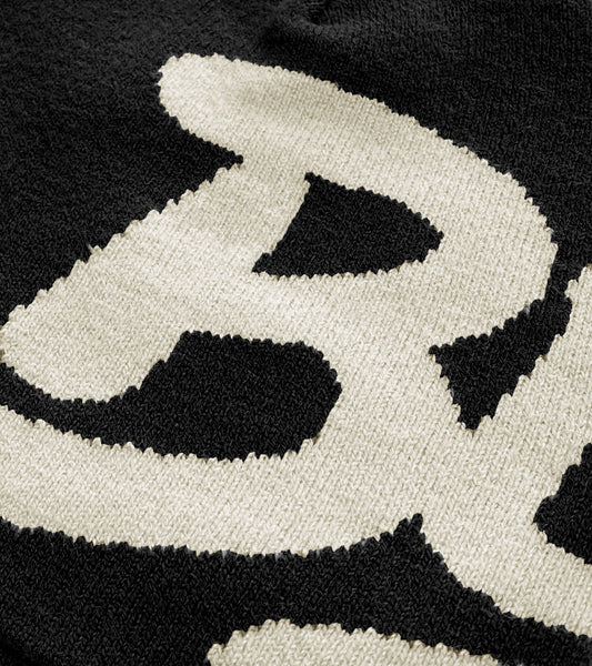 Chain Stitch Logo Beanie - Black/Ivory