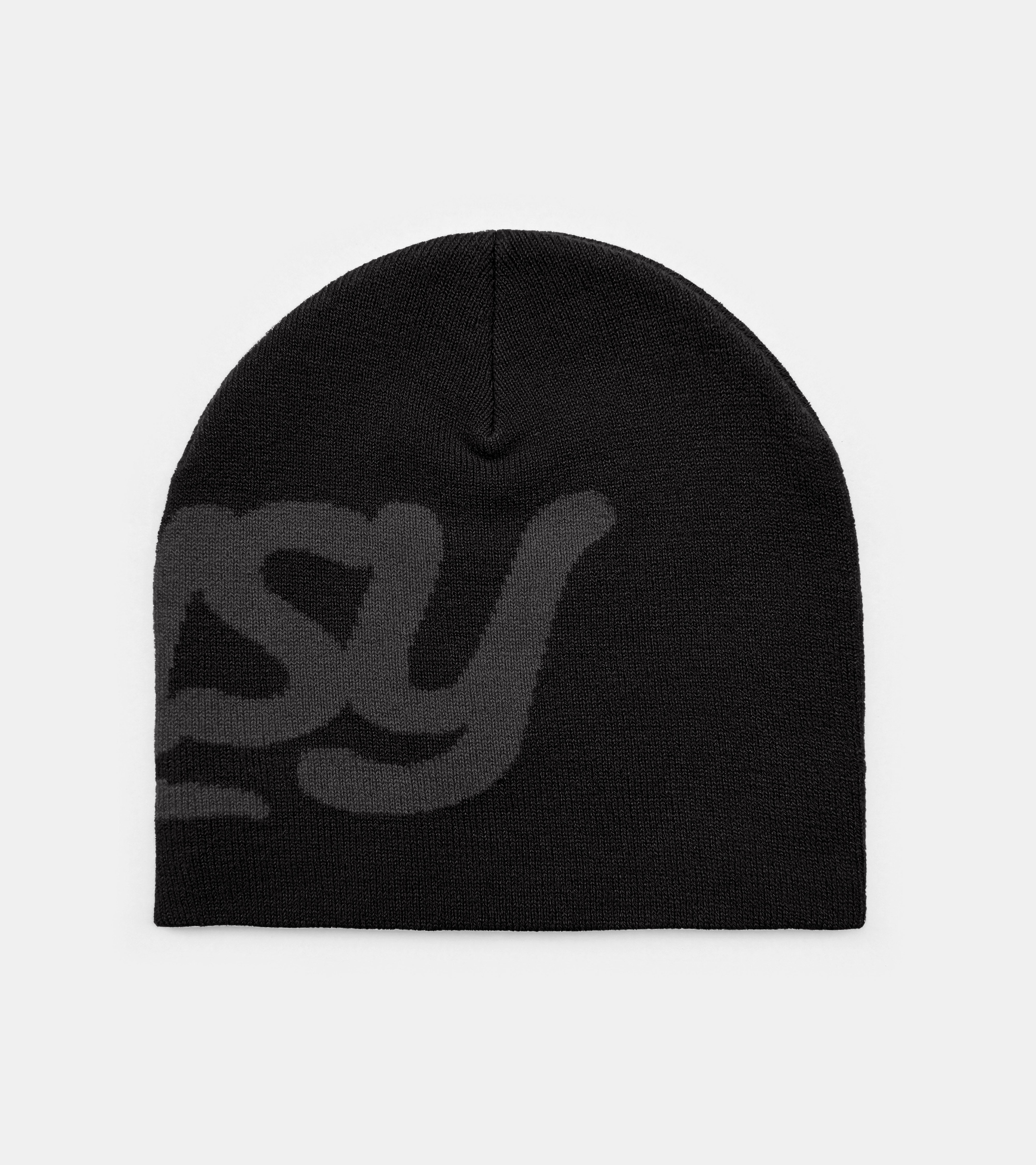 Chain Stitch Logo Beanie - Black/Dark Grey