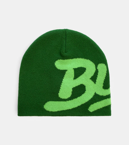 Chain Stitch Logo Beanie - Dark Green/Light Green