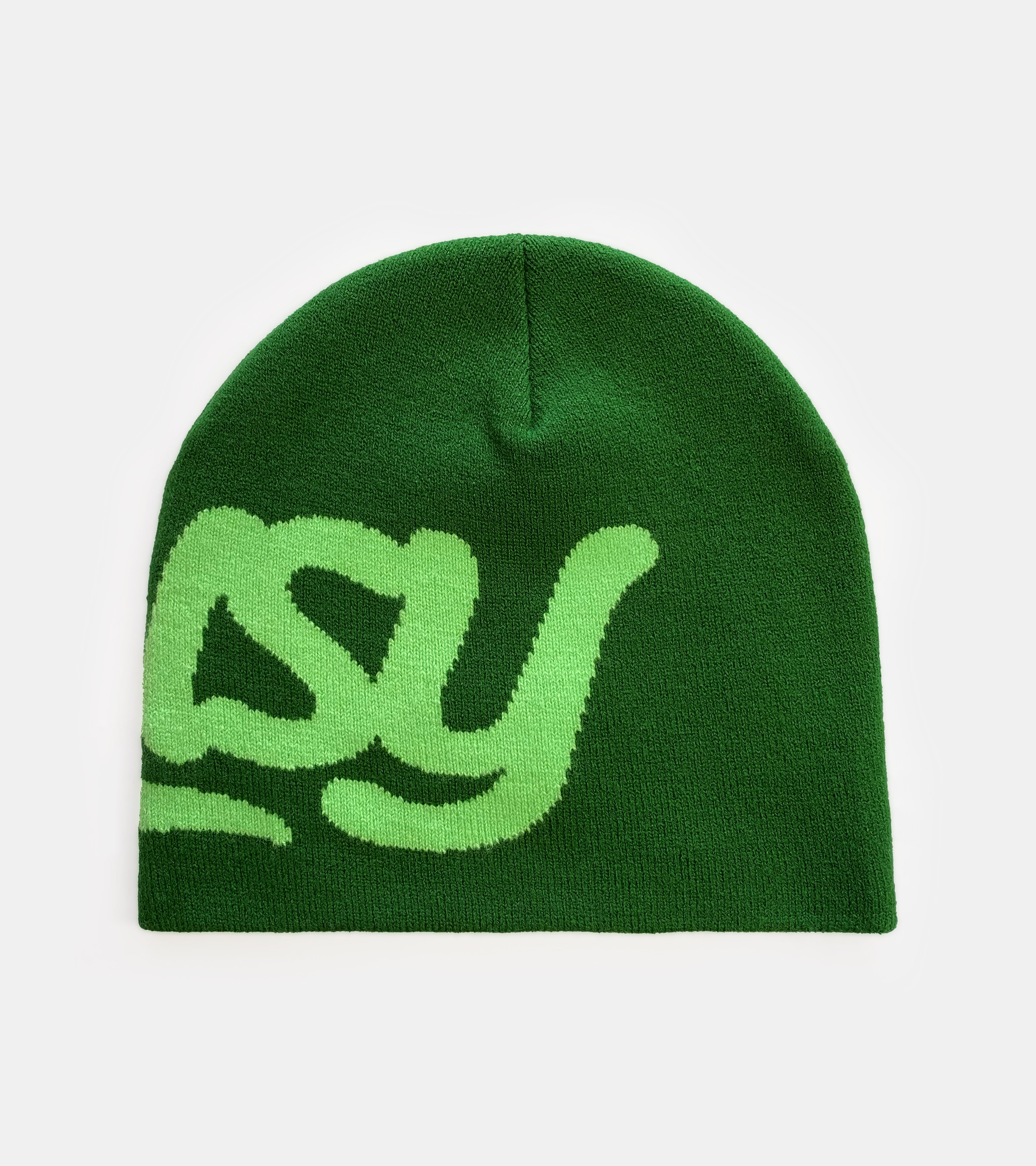 Chain Stitch Logo Beanie - Dark Green/Light Green