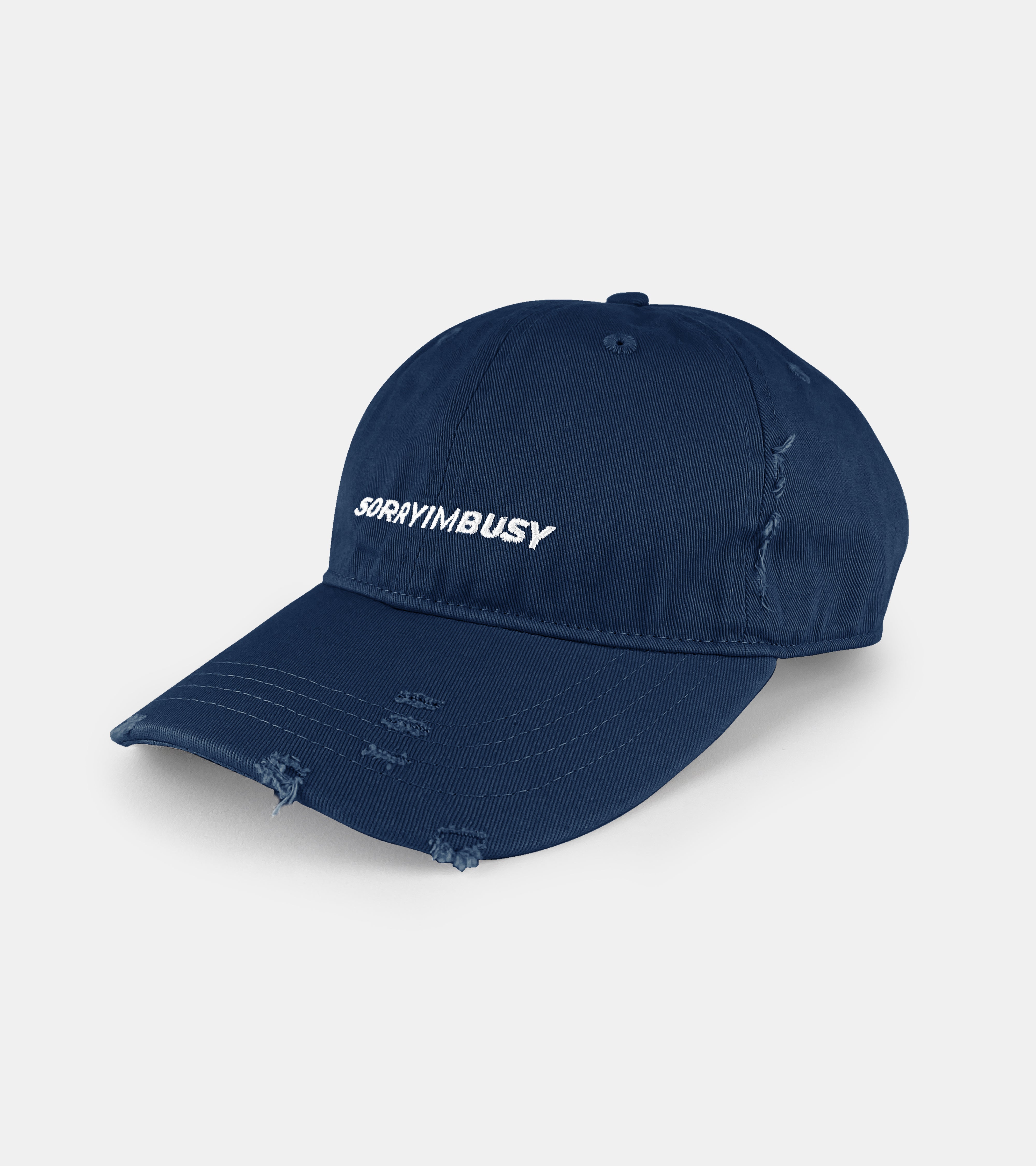 Distressed Logo Cap - Navy