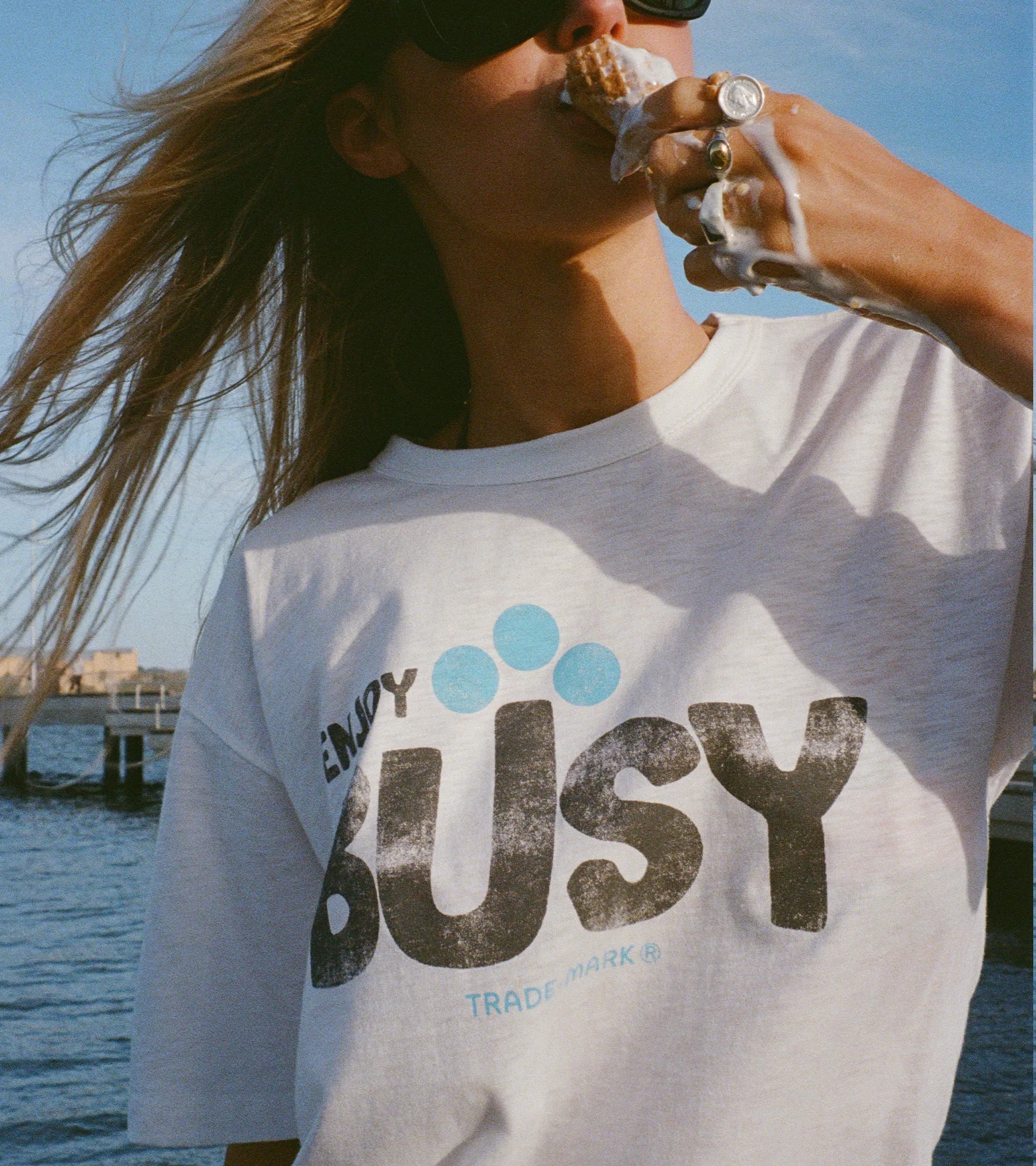 Enjoy Busy Slub T-Shirt - White