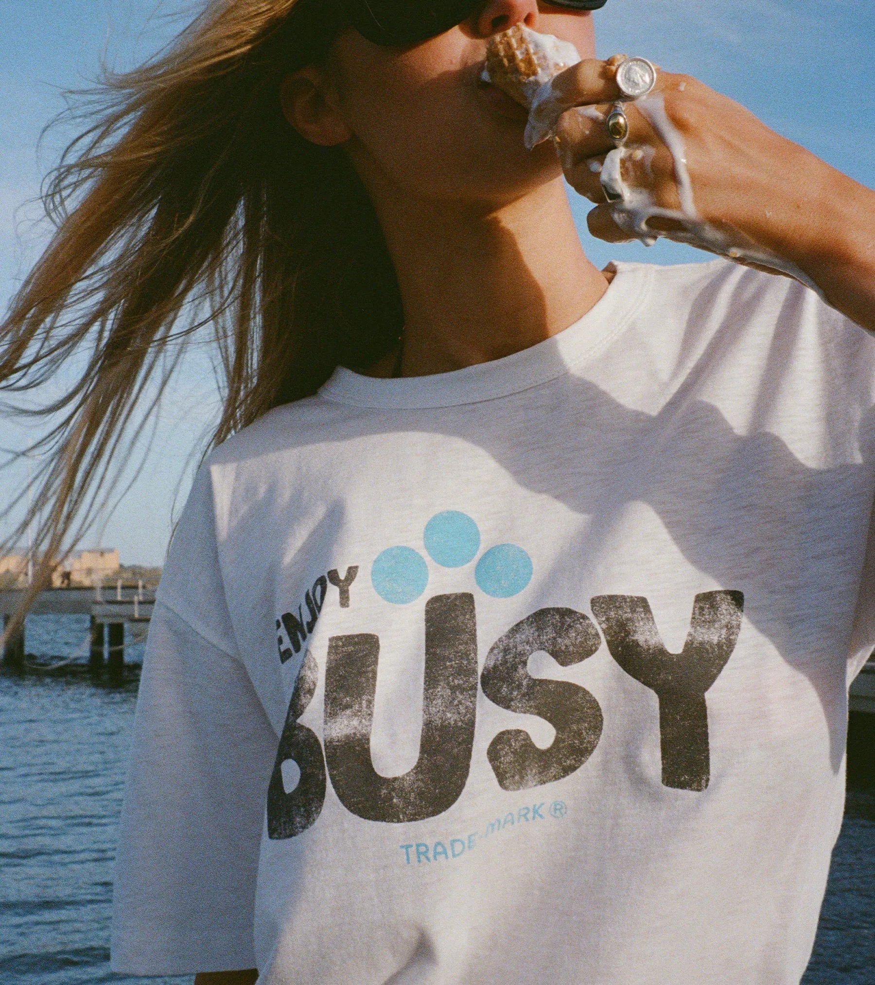 Enjoy Busy Slub T-Shirt - White