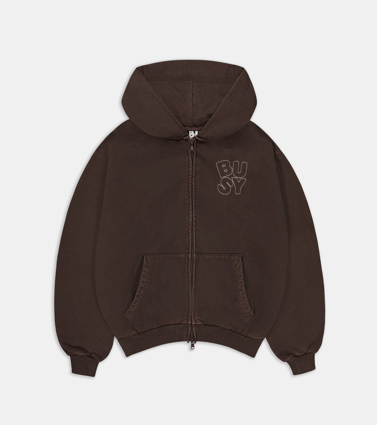 Heritage Zip Hoodie - Washed Brown