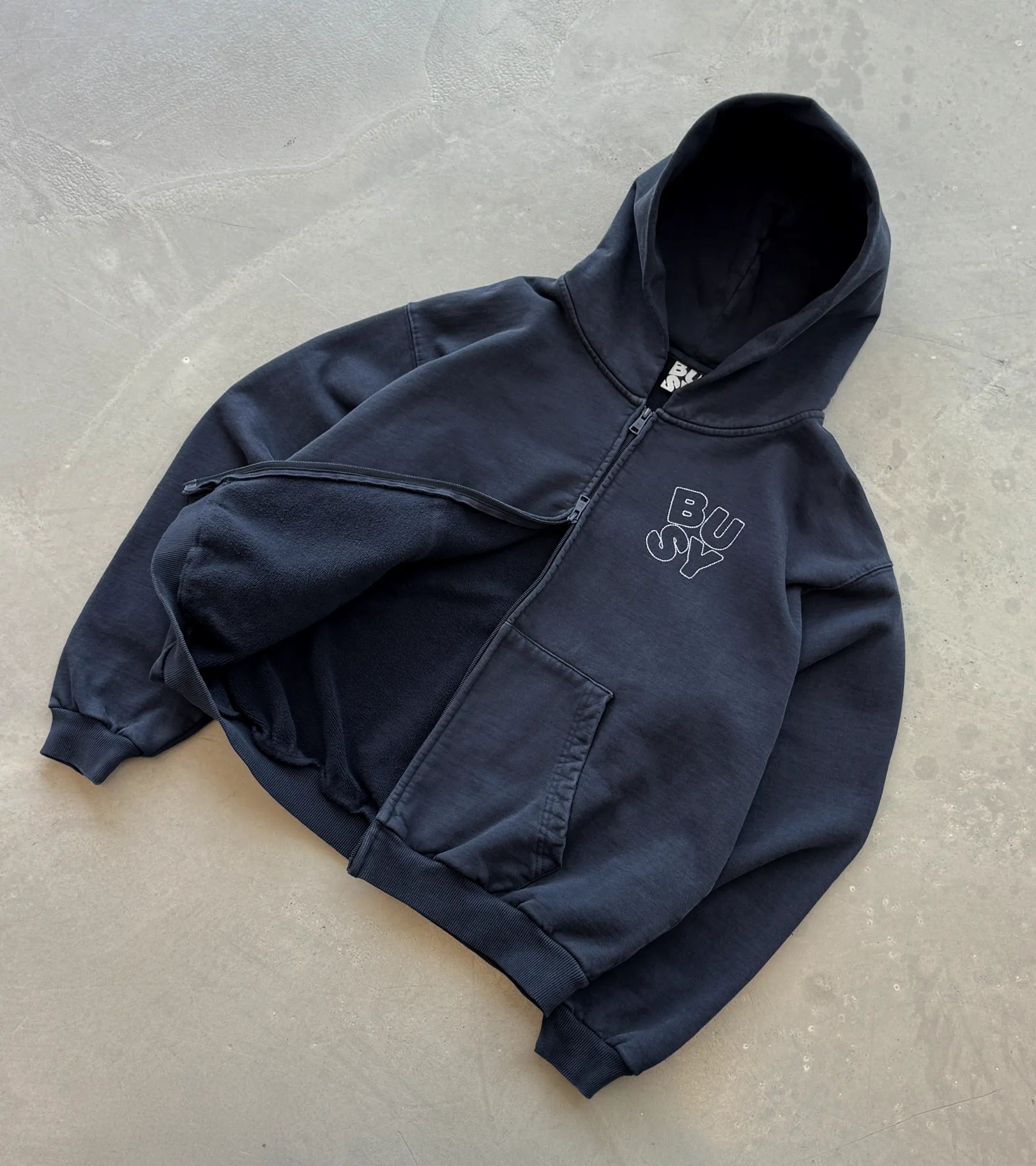 Heritage Zip Hoodie - Washed Navy