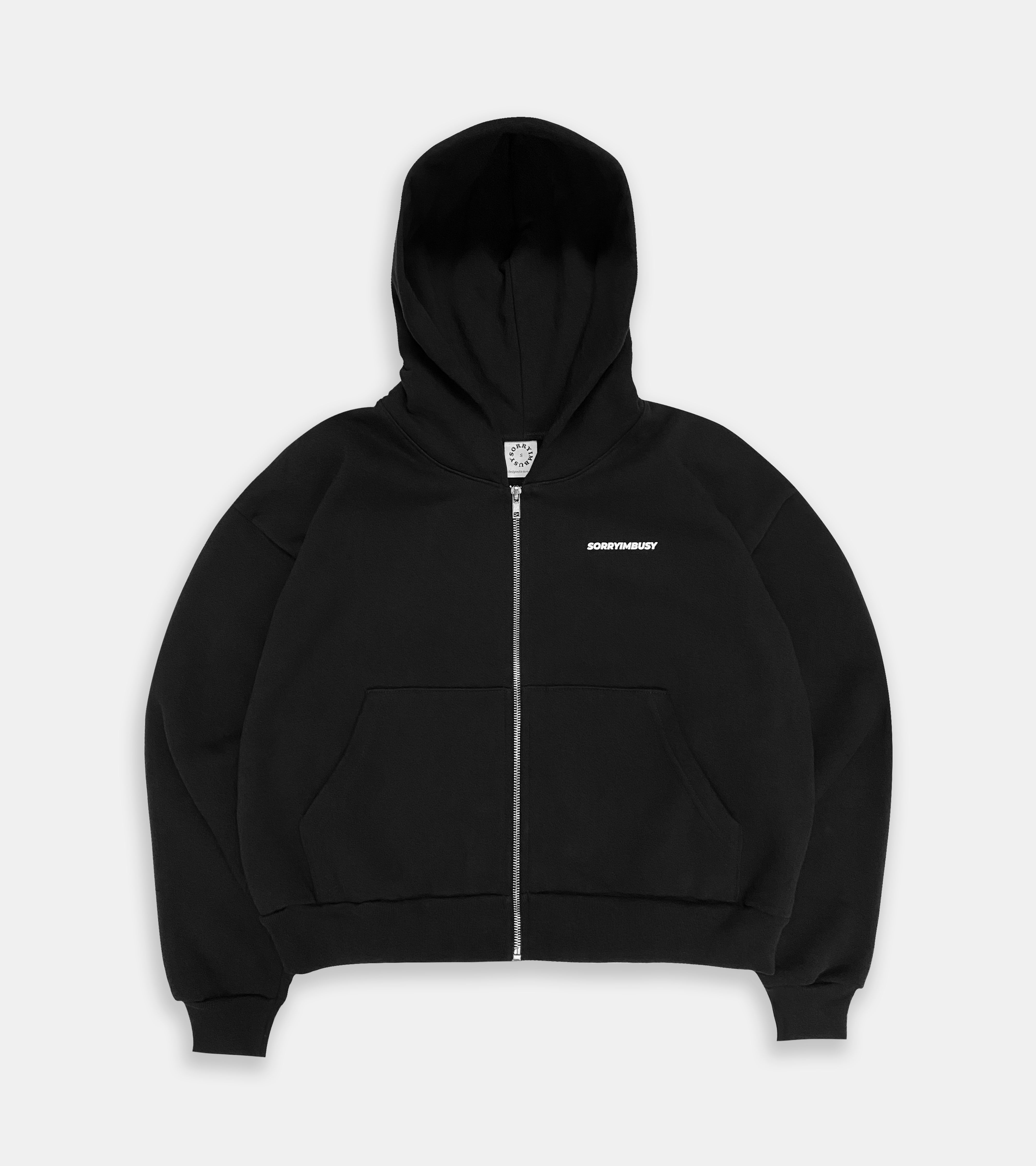 Logotype Crop Zip Hoodie - Black