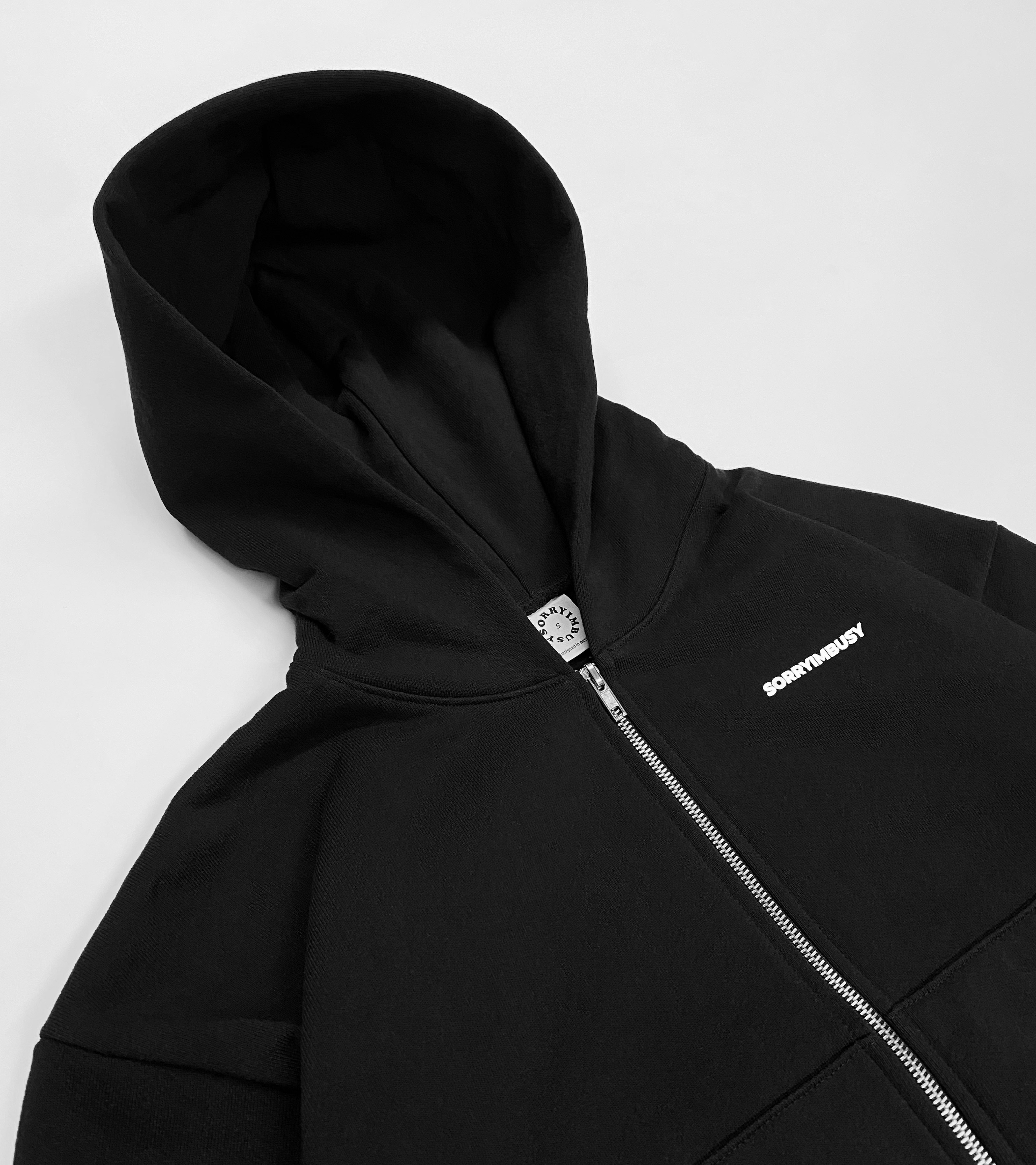 Logotype Crop Zip Hoodie - Black