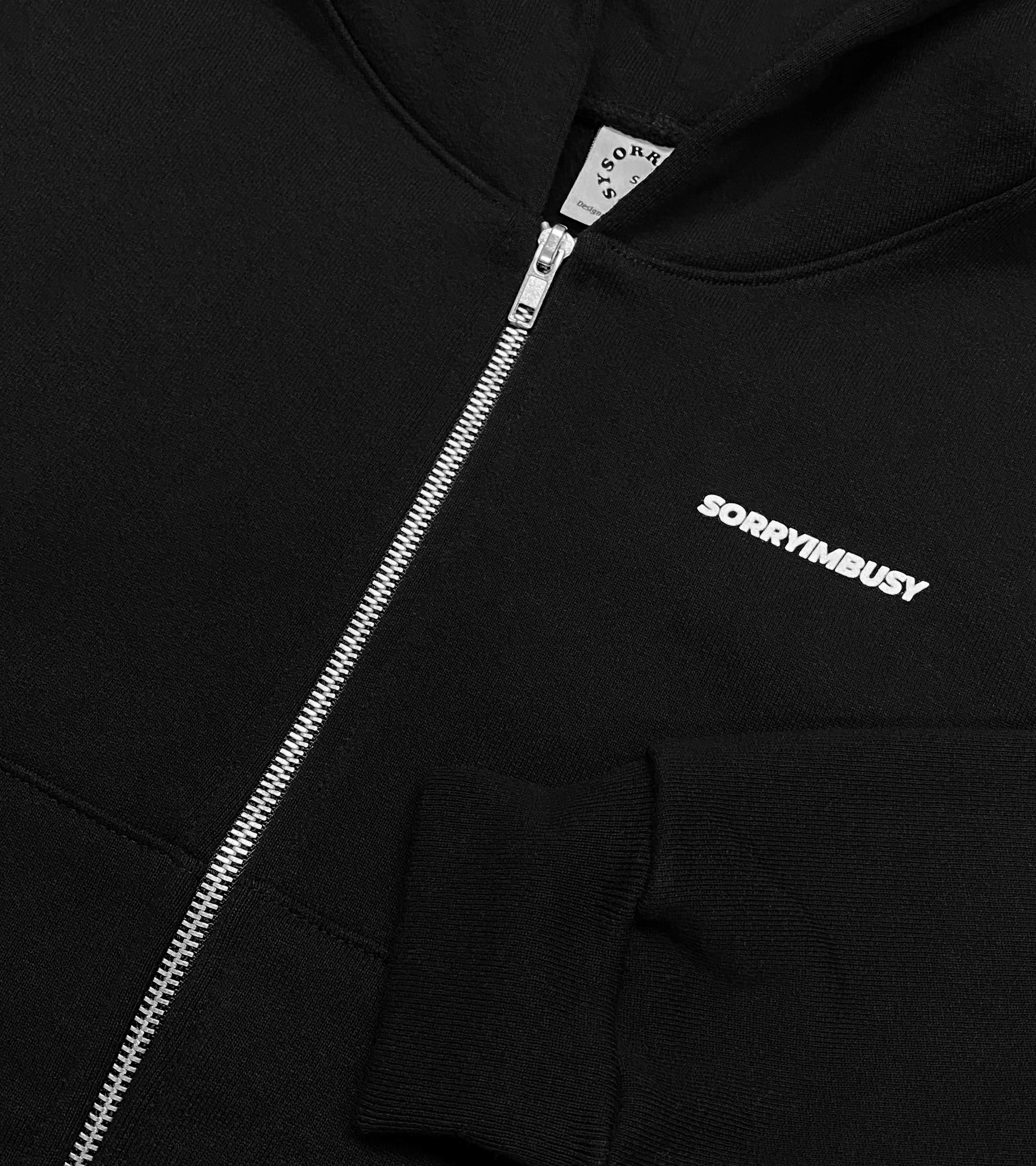 Logotype Crop Zip Hoodie - Black