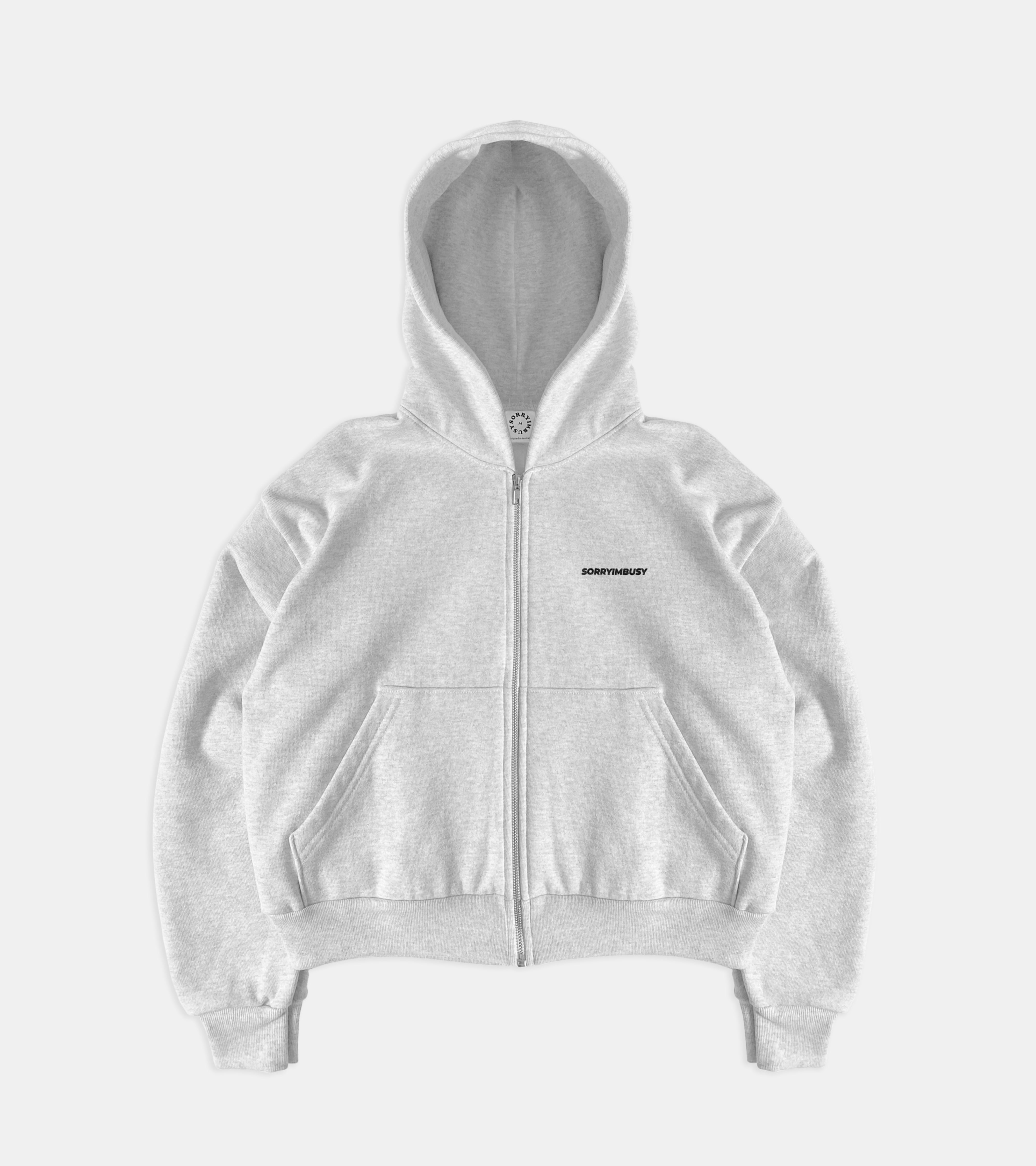 Logotype Crop Zip Hoodie - Ash Grey