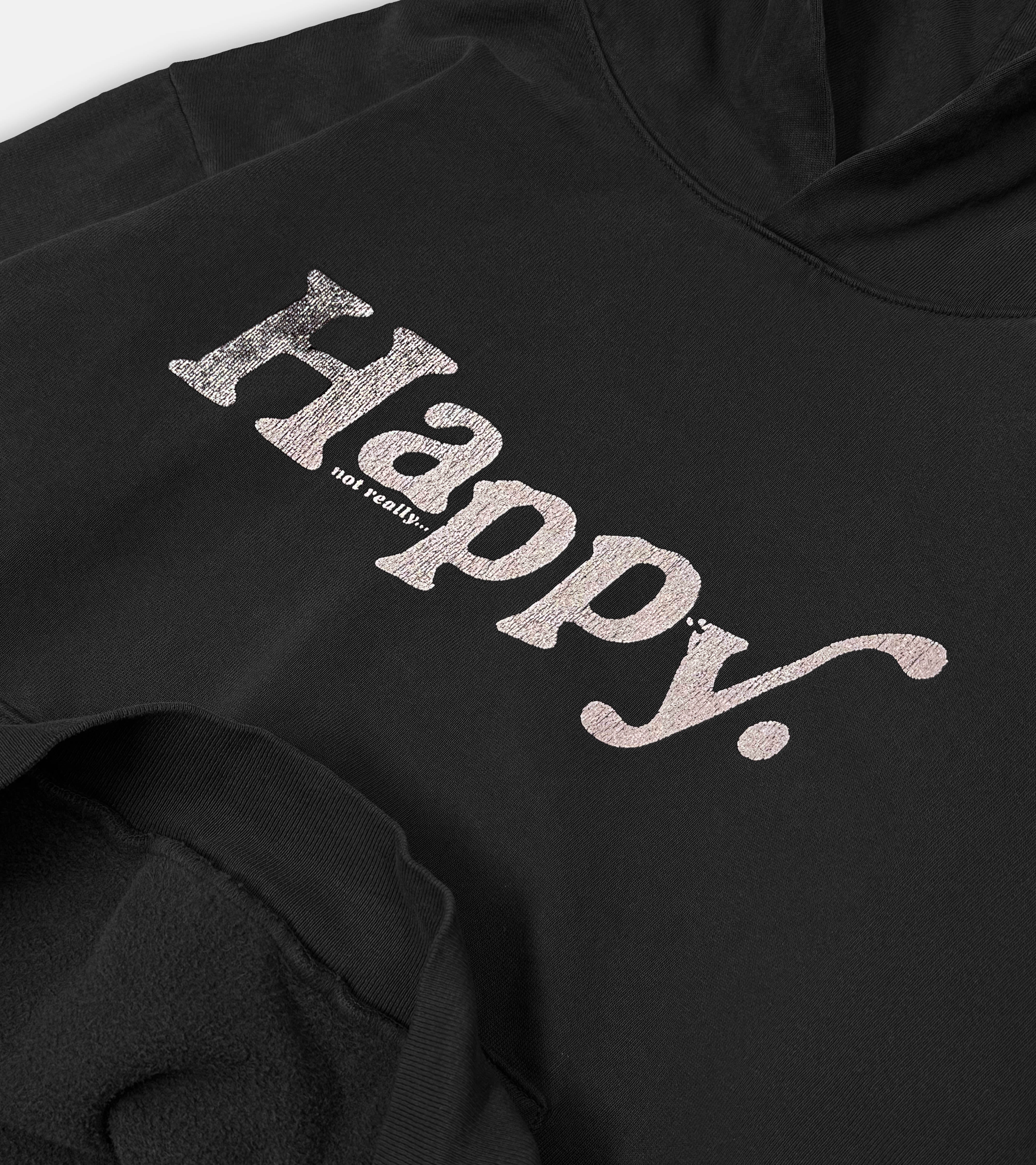 Upcycled Happy Hoodie - Vintage Black