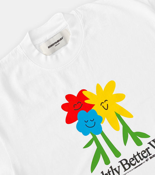 'Slightly Better World' T-Shirt in White - SORRYIMBUSY
