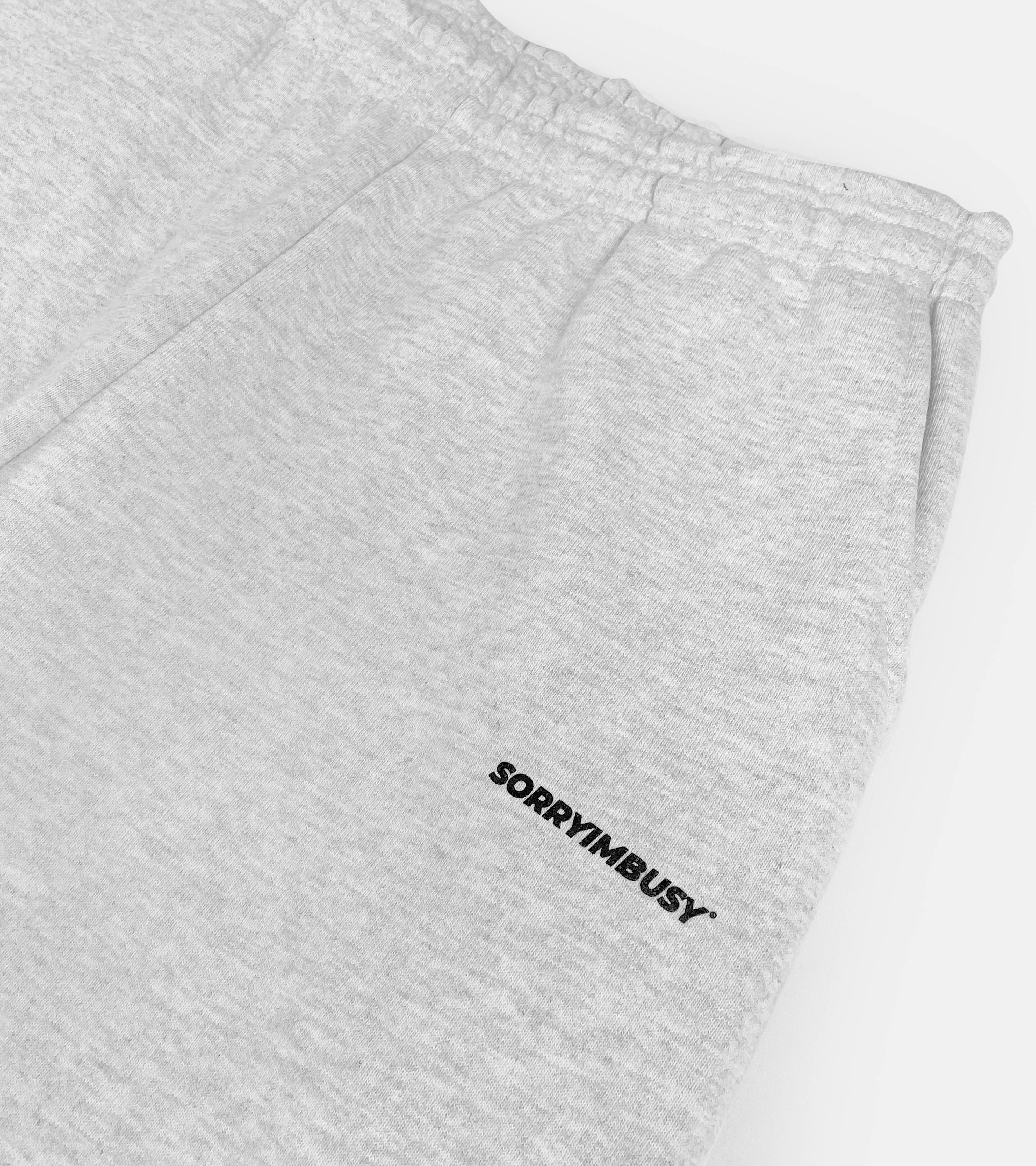 SORRYIMBUSY ASH GREY HEAVYWEIGHT LOGOTYPE SWEATPANTS - 14OZ 475GSM BOXY FIT MADE IN USA