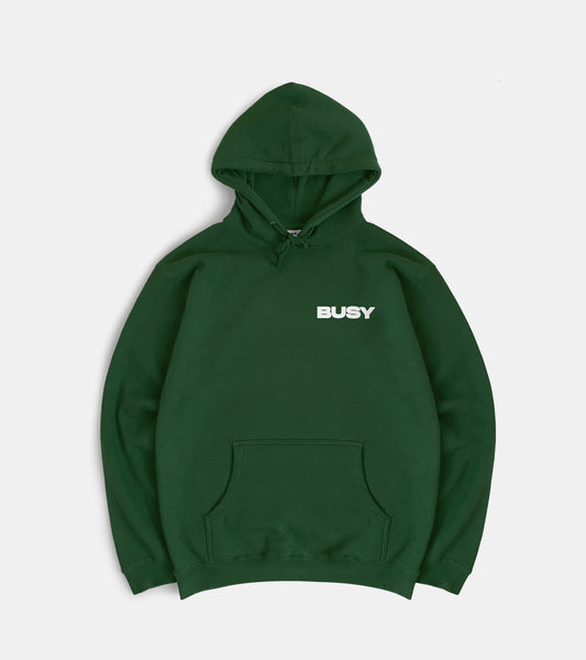 SORRYIMBUSY BLOCK LOGO HOODIE - FOREST GREEN