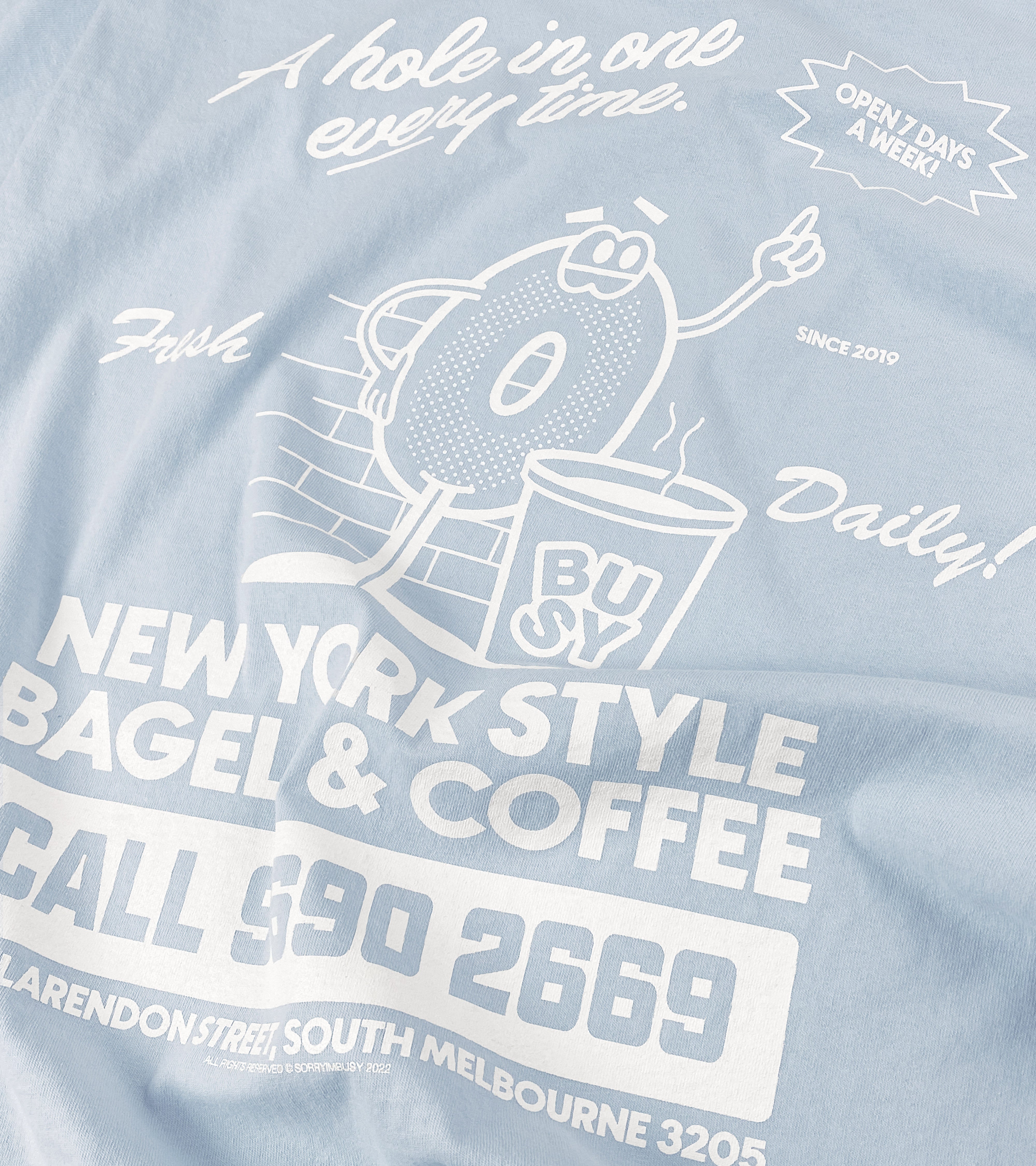 Bricklane Bagels T-Shirt - Baby Blue