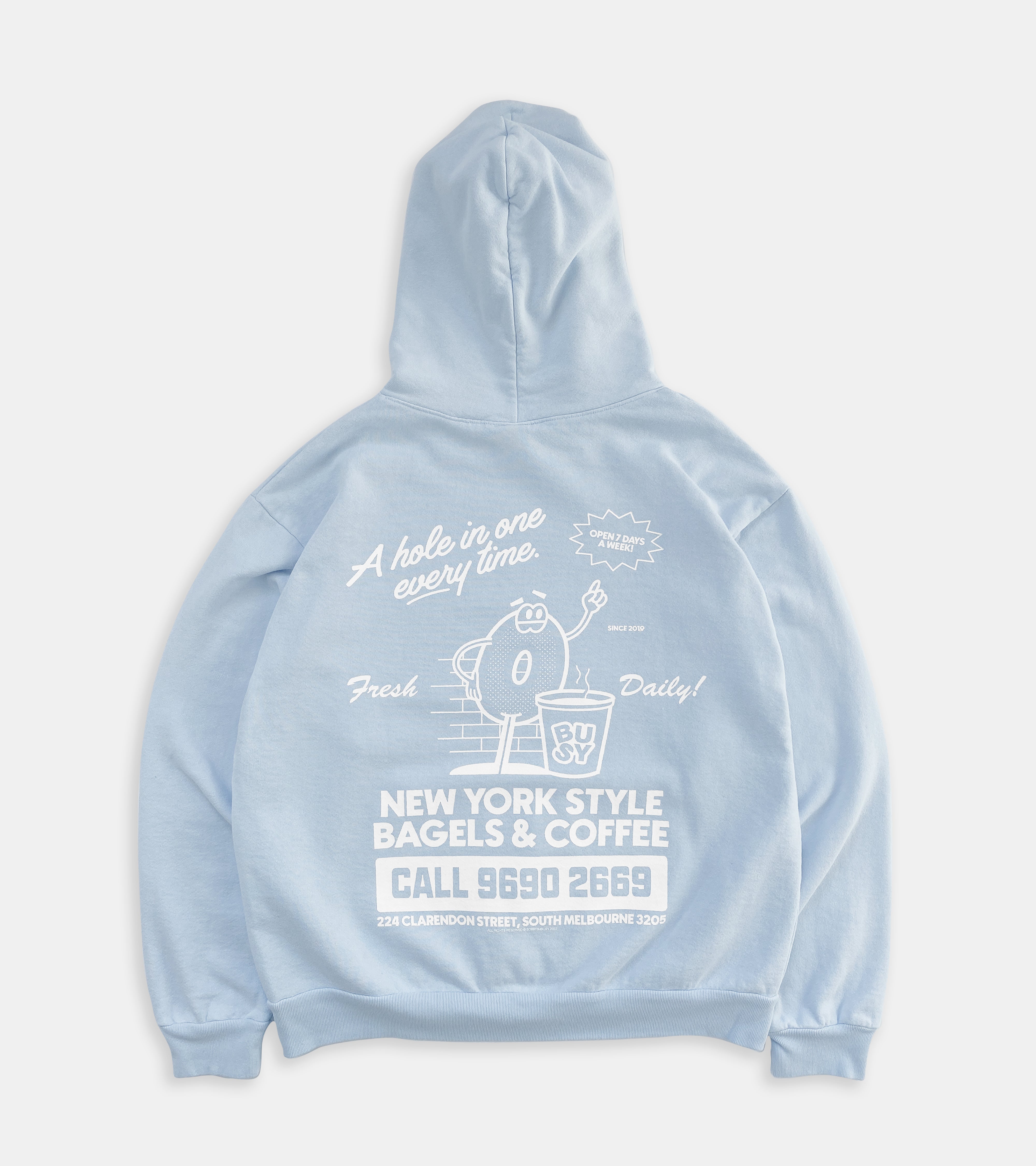 Bricklane Bagels Hoodie - Baby Blue