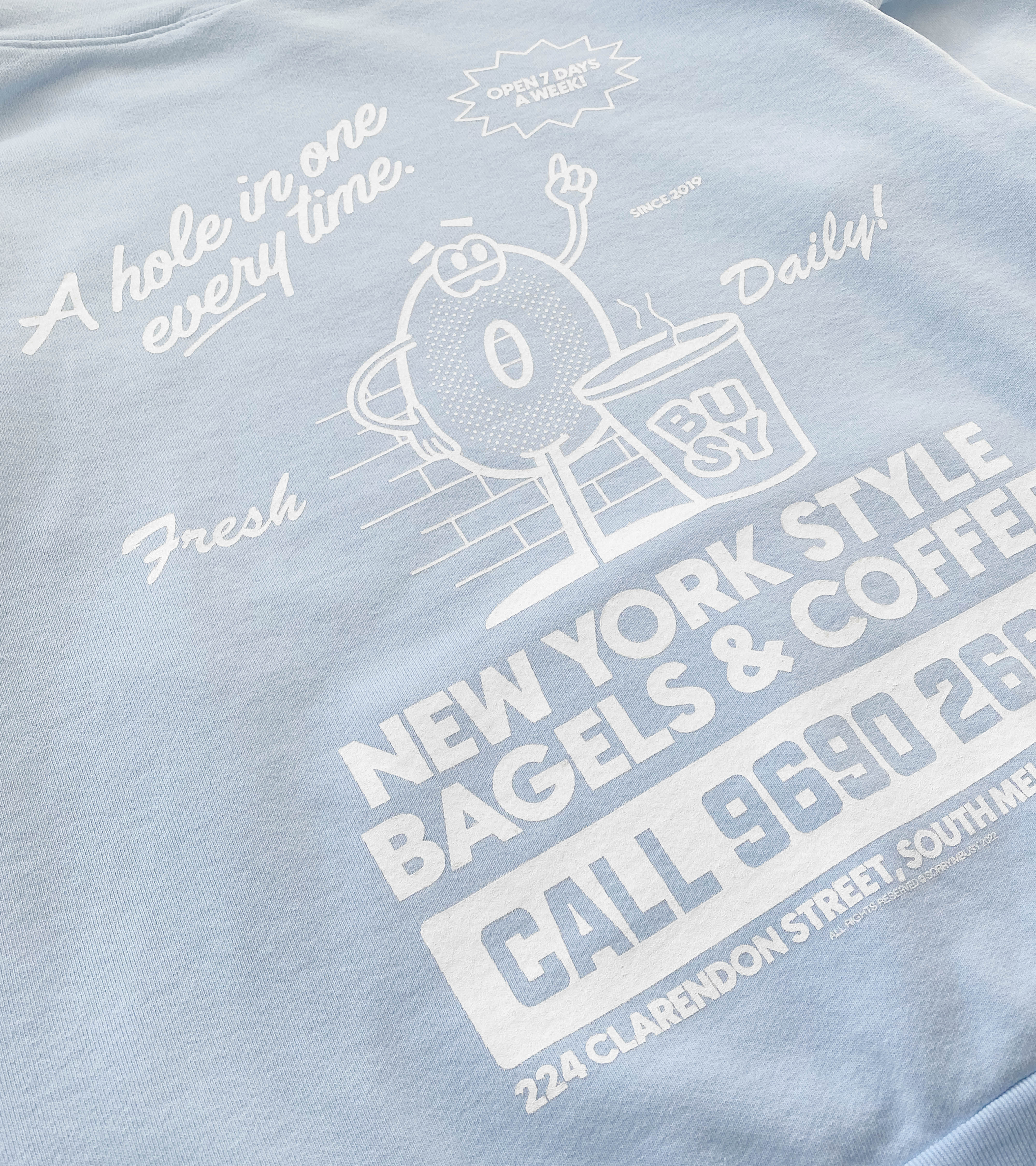 Bricklane Bagels Hoodie - Baby Blue