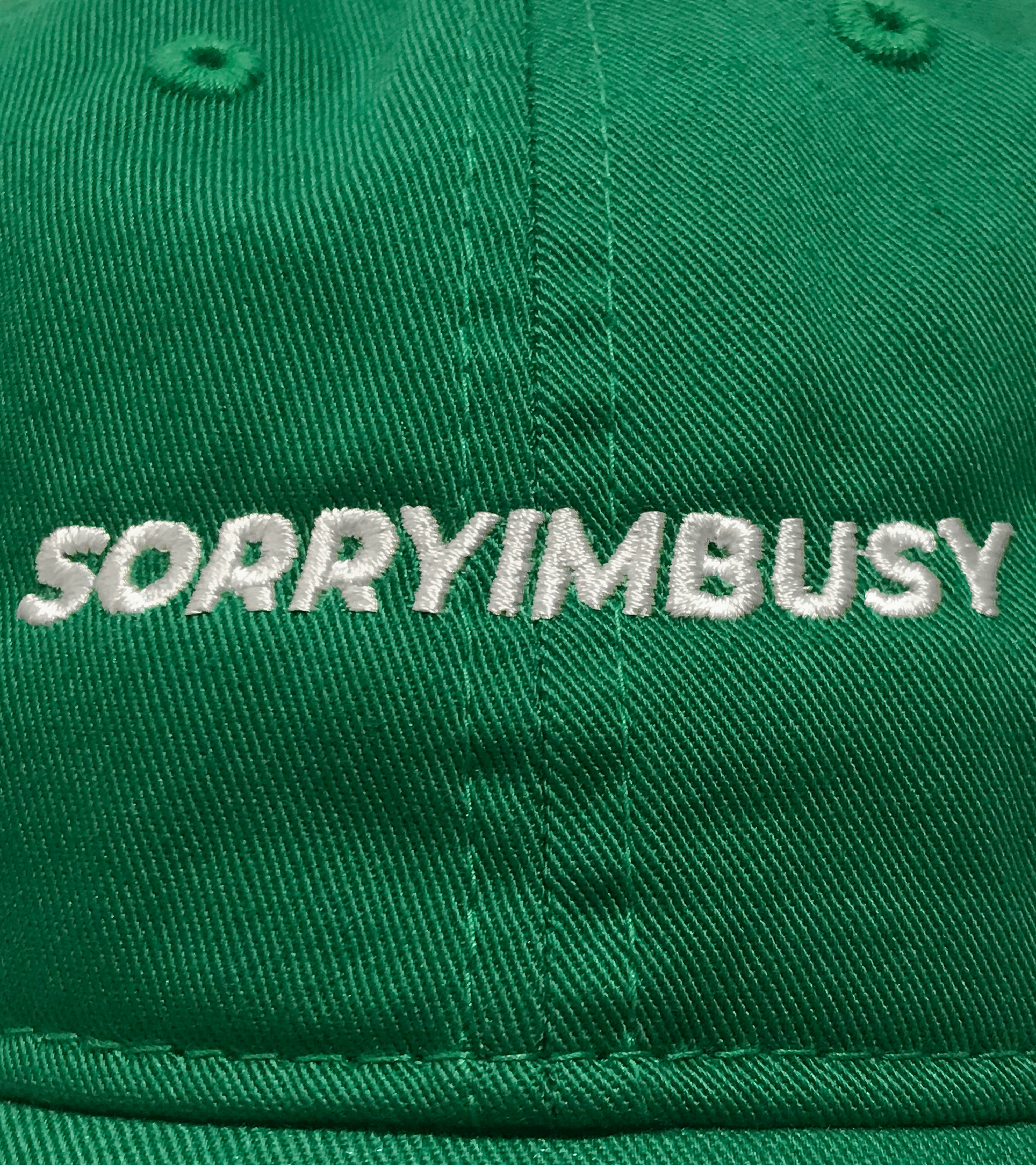 SORRYIMBUSY Classic Logo Cap Kelly Green Embroidered in Melbourne Australia 