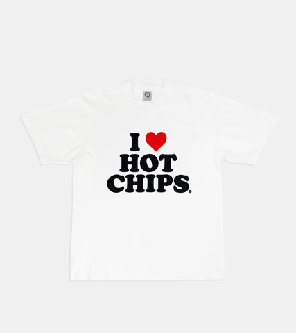 I LOVE HOT CHIPS T-SHIRT SORRYIMBUSY - WHITE