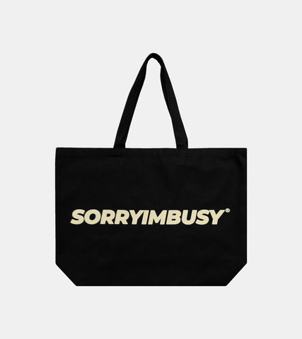 SORRYIMBUSY Oversized Logo Tote Bag - Black