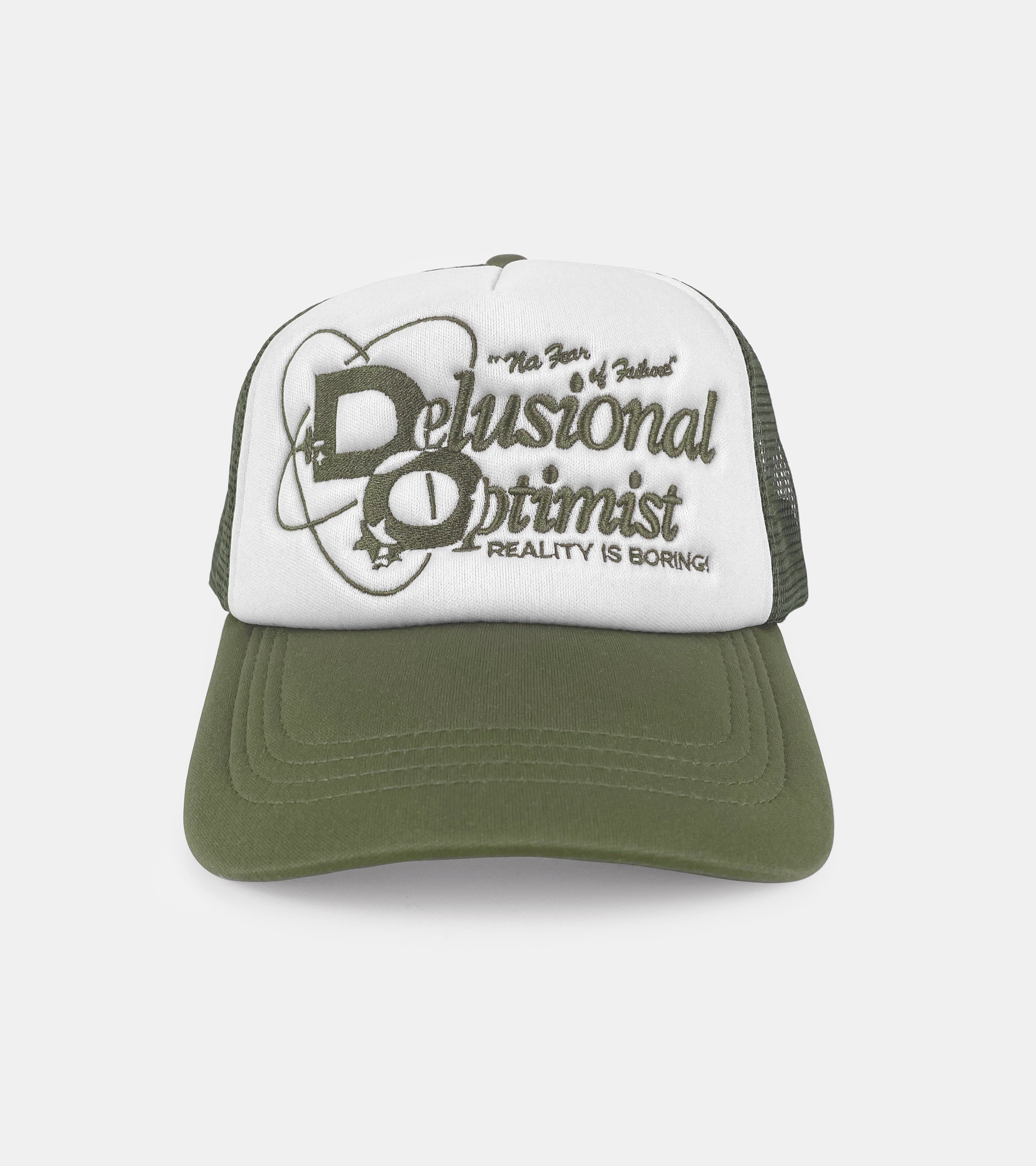 SORRYIMBUSY - DELUSIONAL OPTIMIST TRUCKER CAP - OLIVE