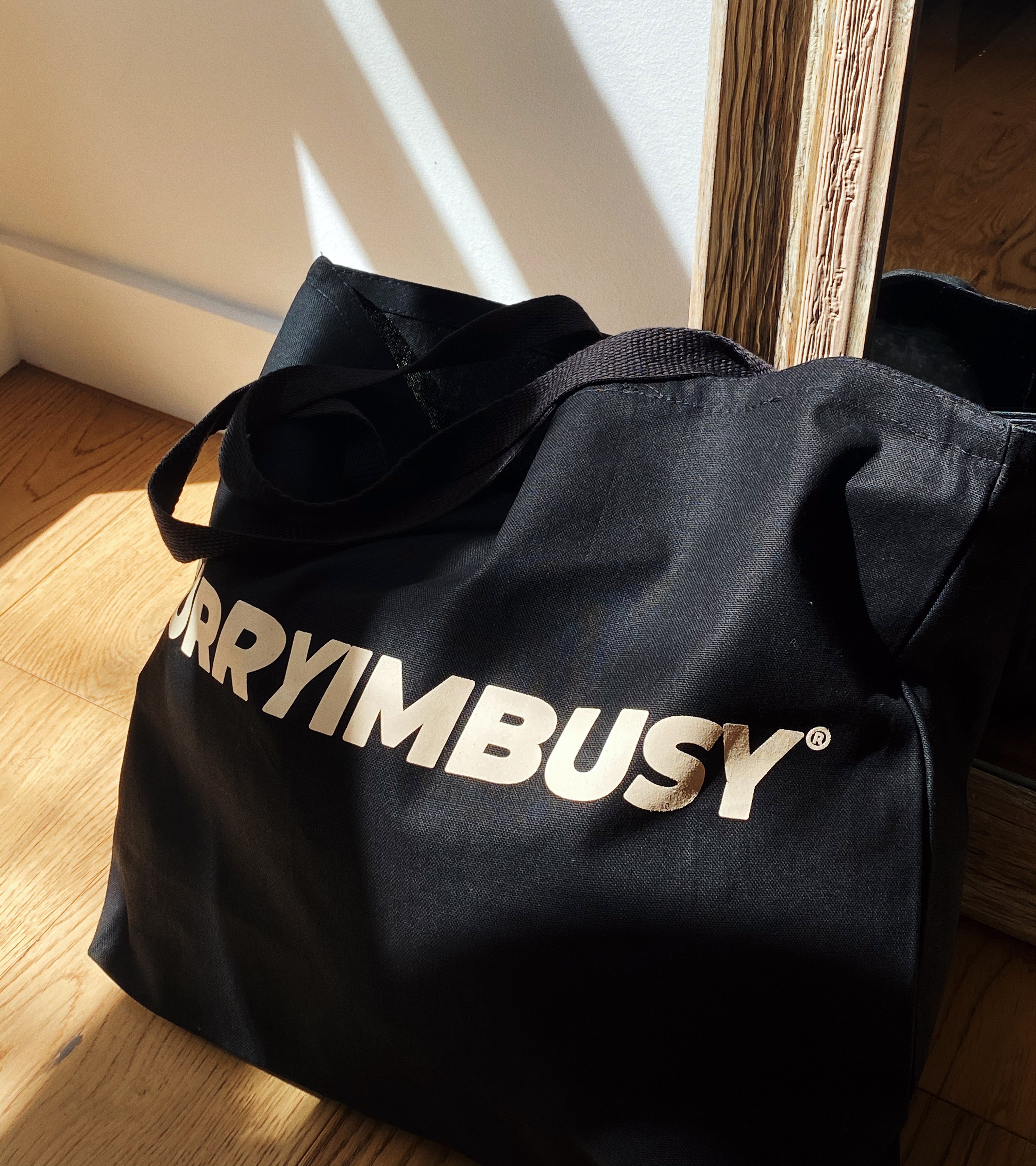 SORRYIMBUSY Oversized Logo Tote Bag - Black