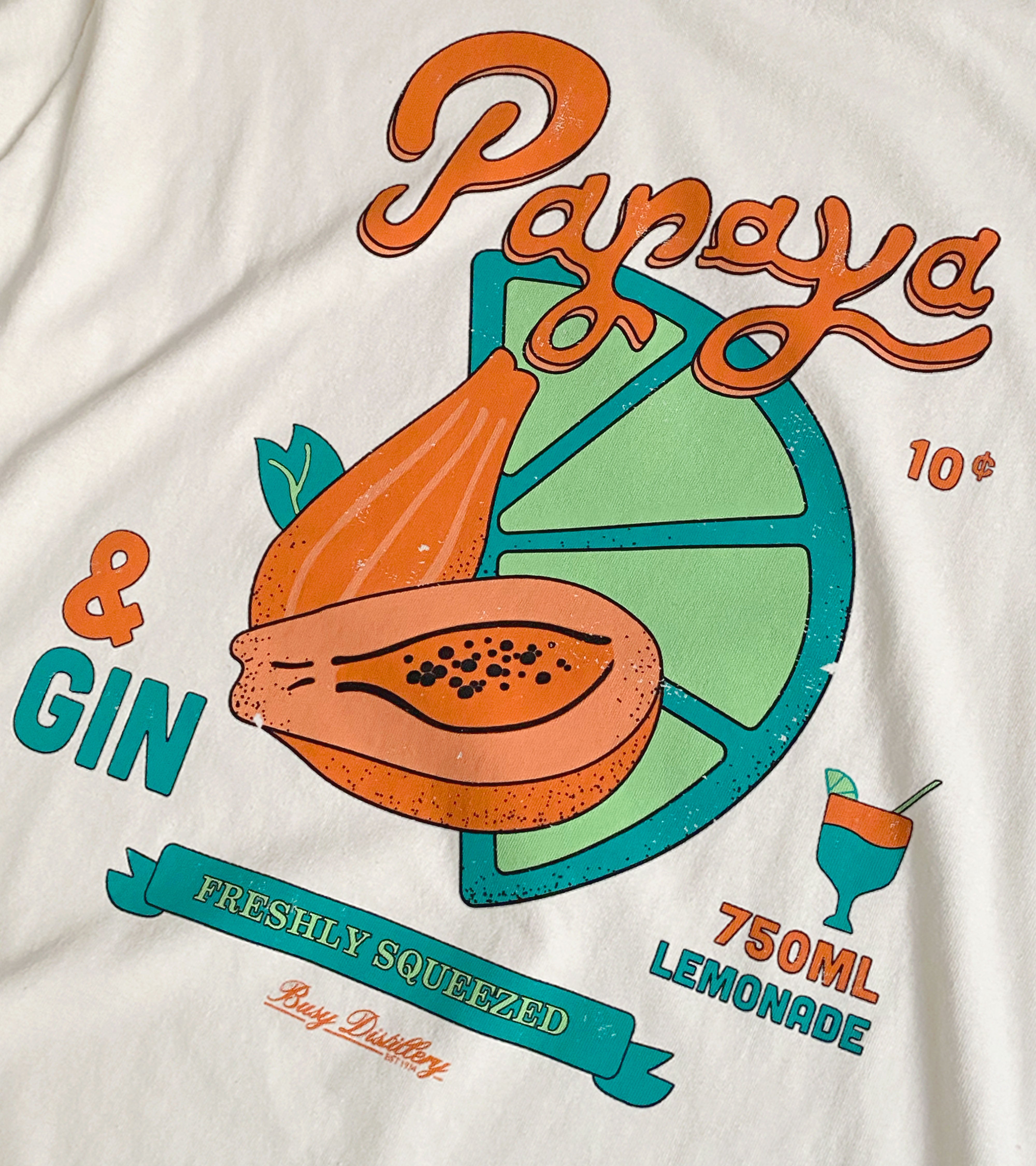 PAPAYA & GIN LEMONADE VINTAGE LOST AND FOUND T-SHIRT SORRYIMBUSY