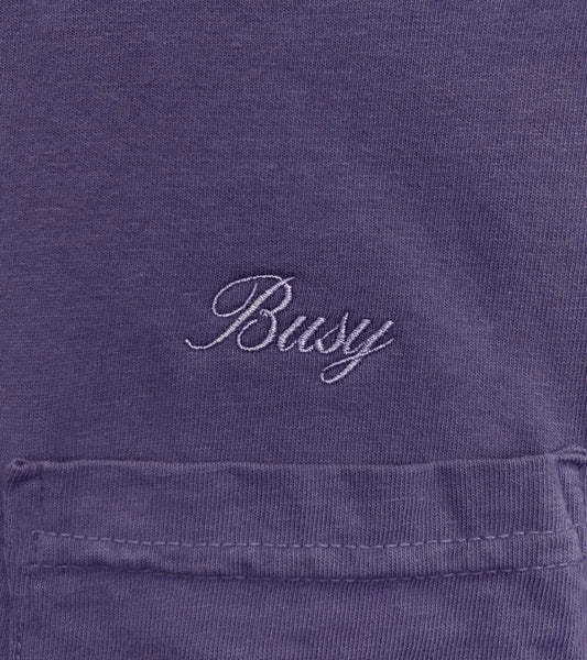SORRYIMBUSY Grape Script Pocket T-Shirt